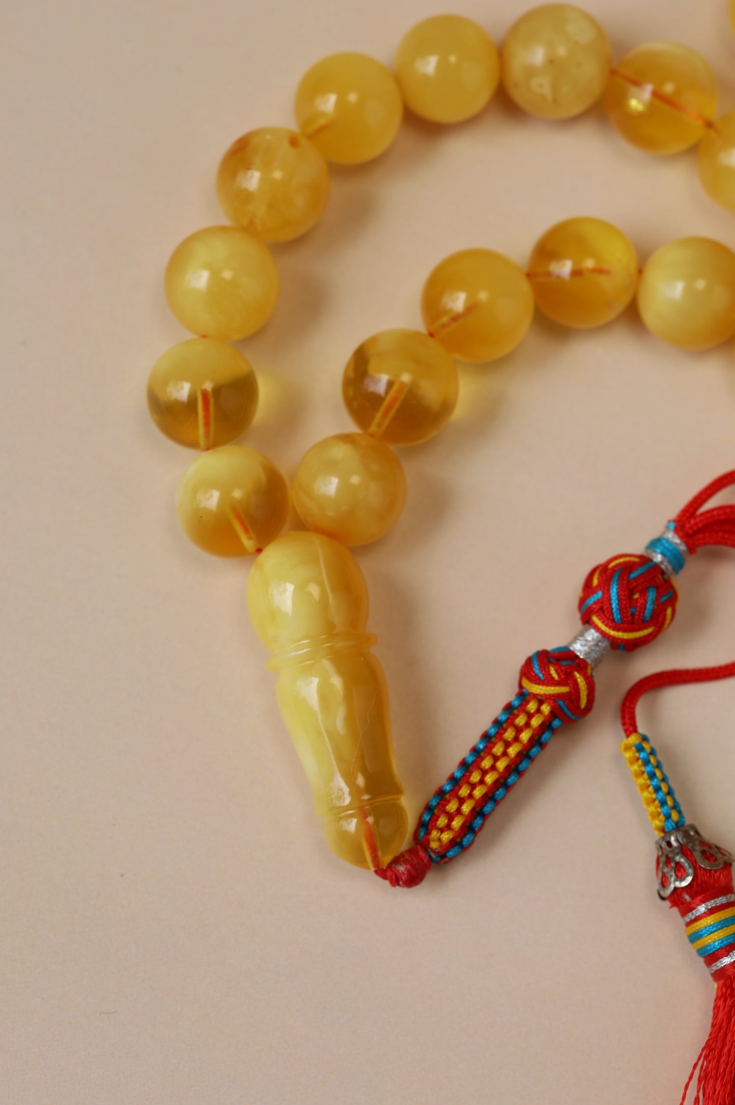 Long Half-Half Pattern Amber Misbah – 57 Beads