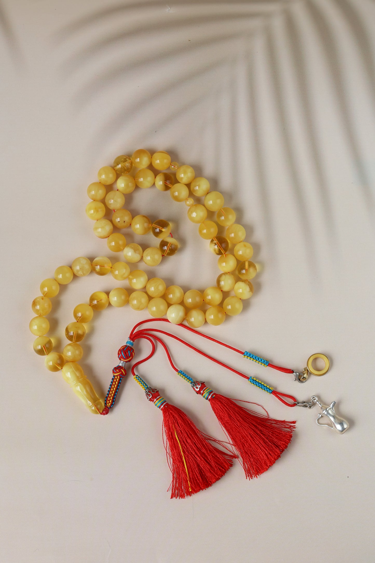 Long Half-Half Pattern Amber Misbah – 57 Beads