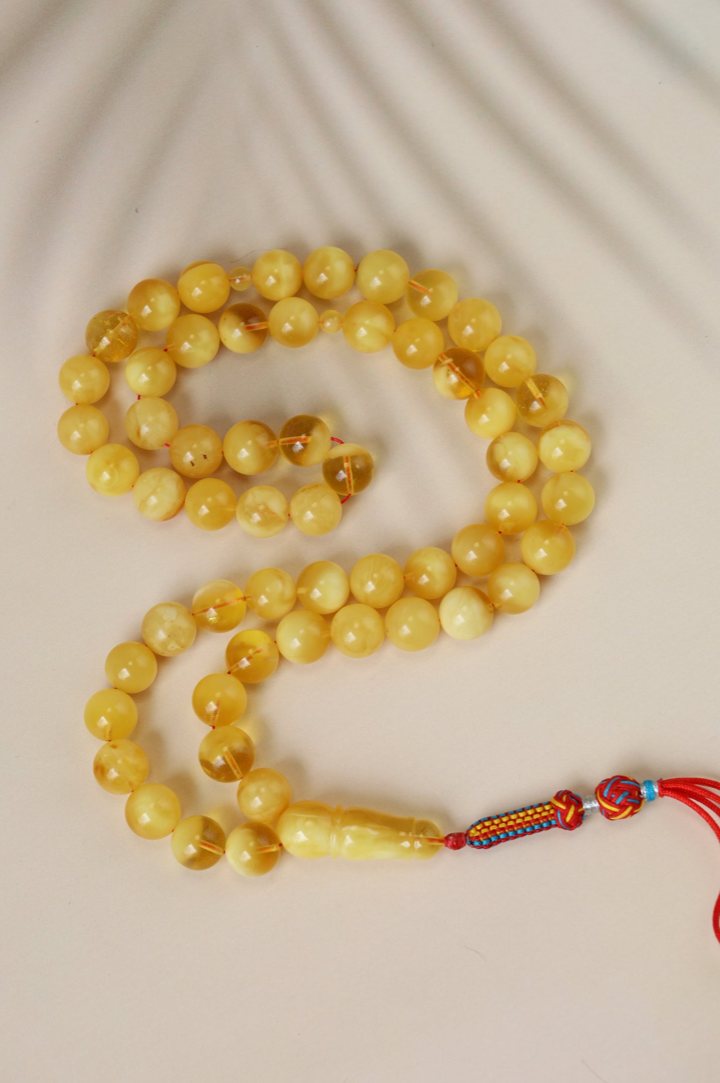 Long Half-Half Pattern Amber Misbah – 57 Beads