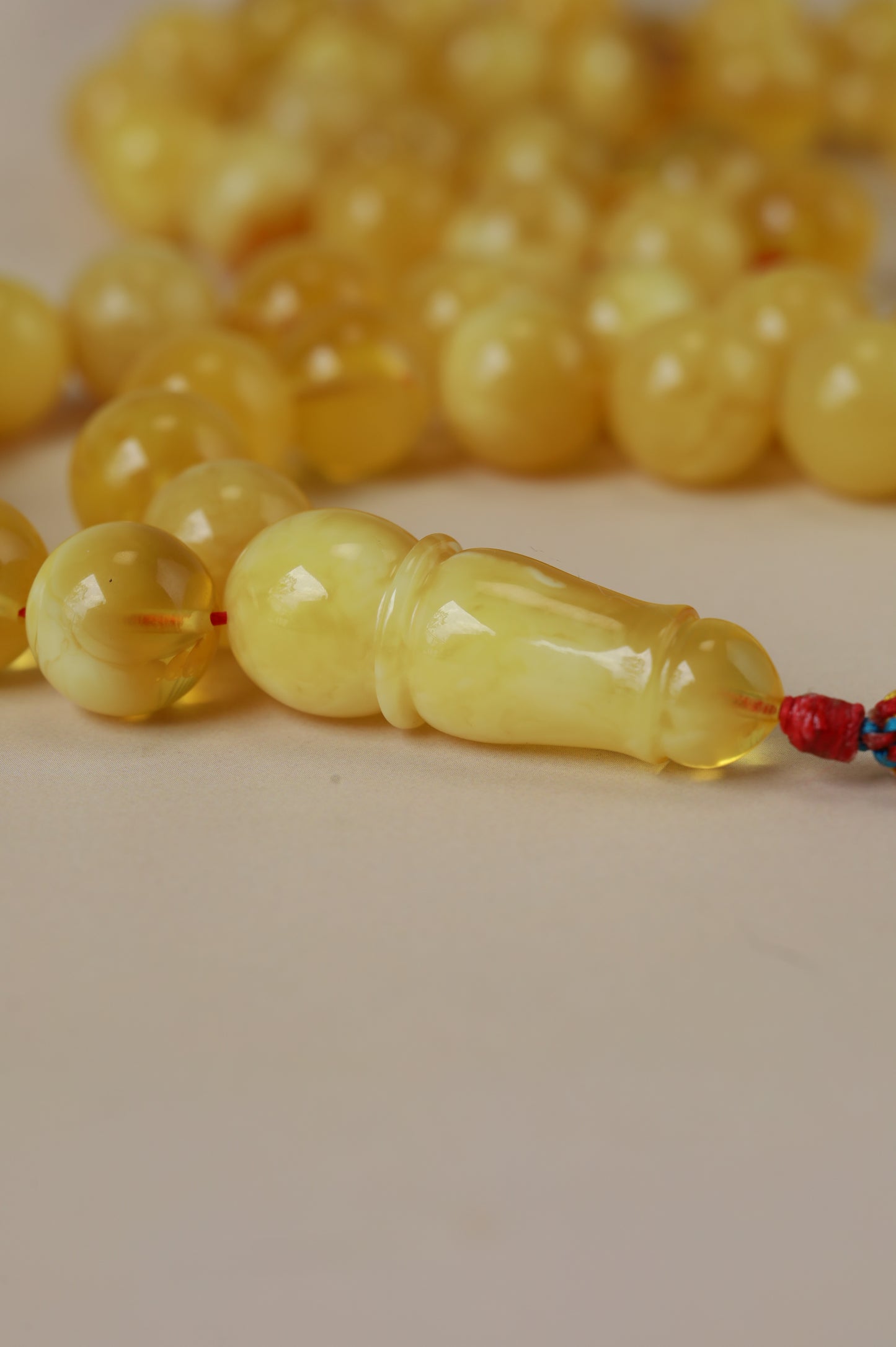 Long Half-Half Pattern Amber Misbah – 57 Beads