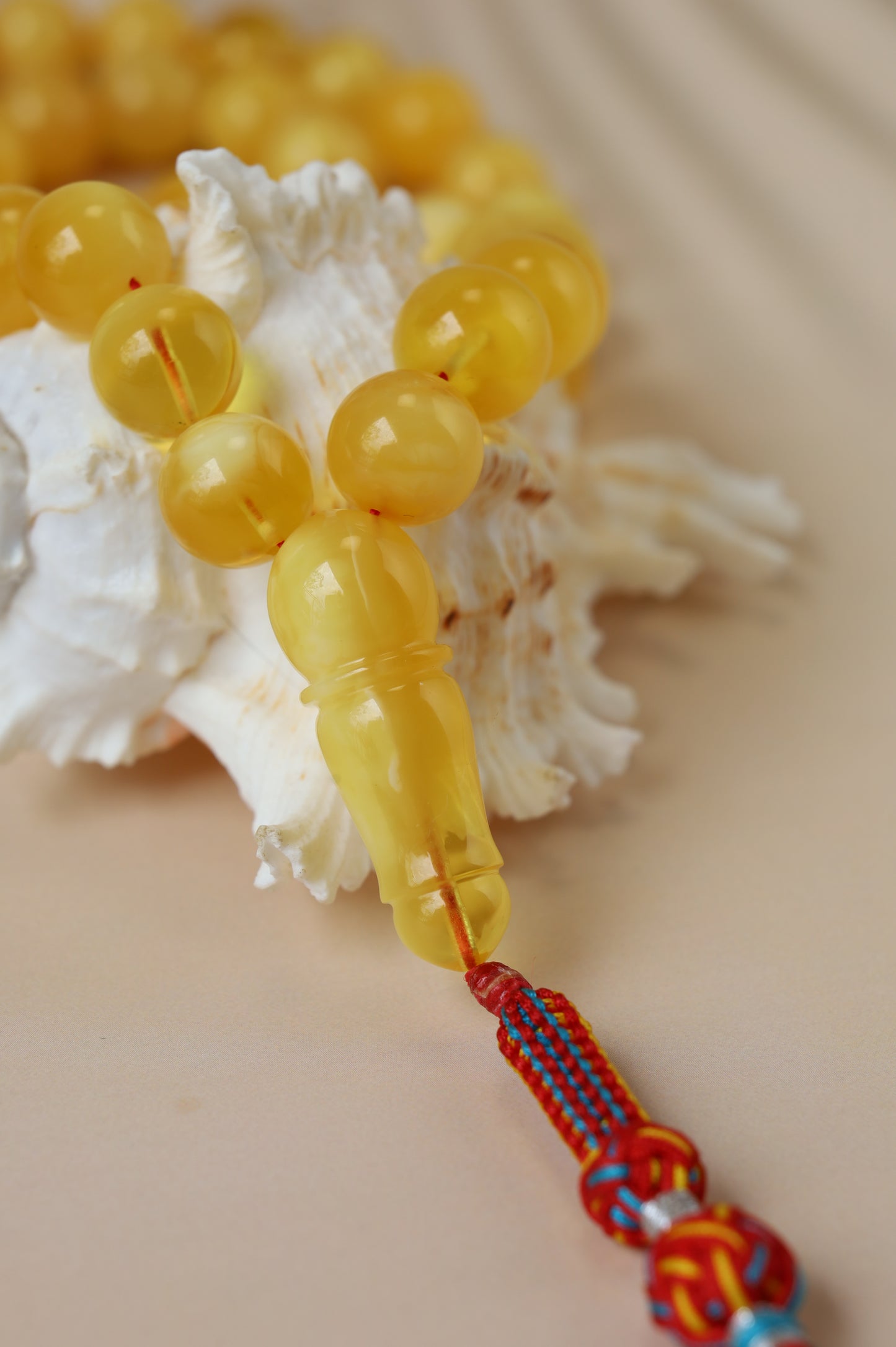 Long Half-Half Pattern Amber Misbah – 57 Beads