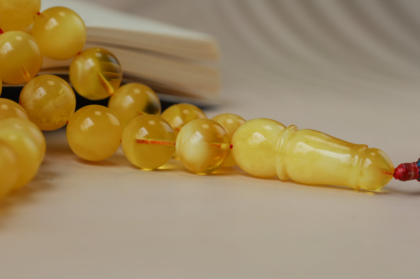 Long Half-Half Pattern Amber Misbah – 57 Beads