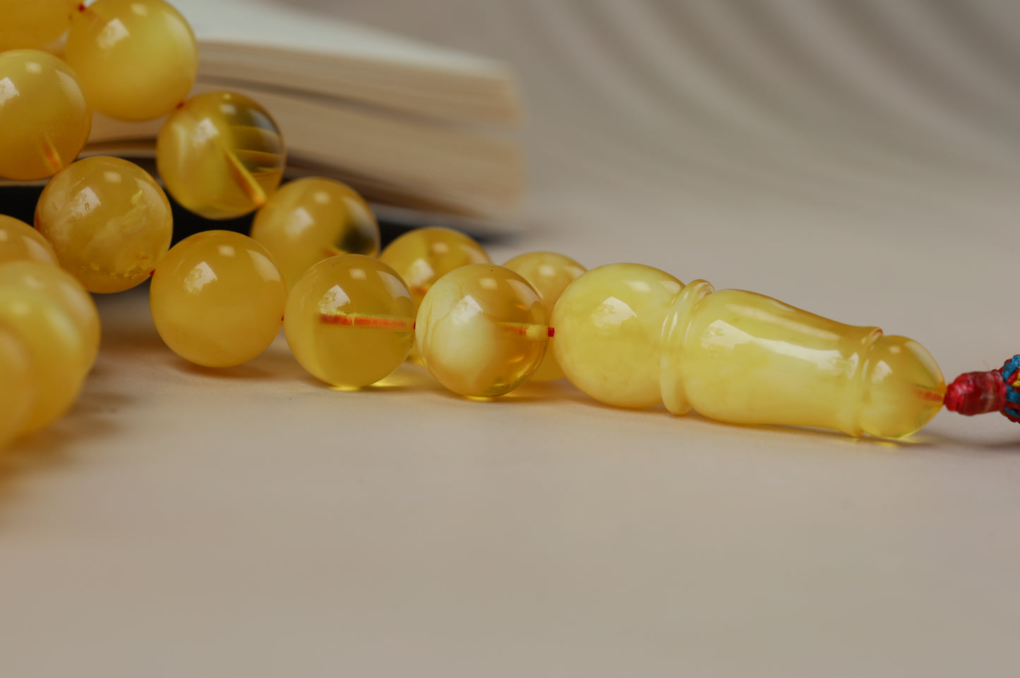 Long Half-Half Pattern Amber Misbah – 57 Beads