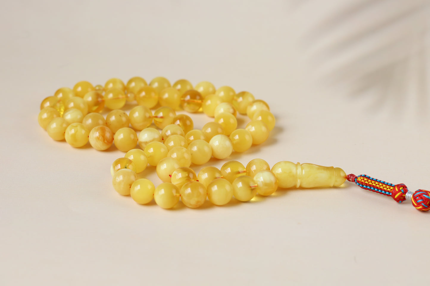 Long Half-Half Pattern Amber Misbah – 57 Beads