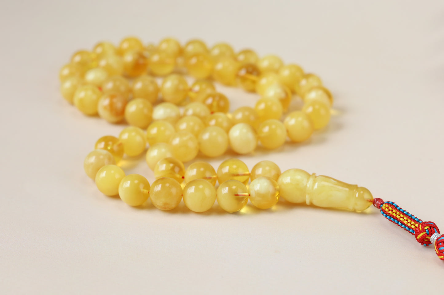 Long Half-Half Pattern Amber Misbah – 57 Beads