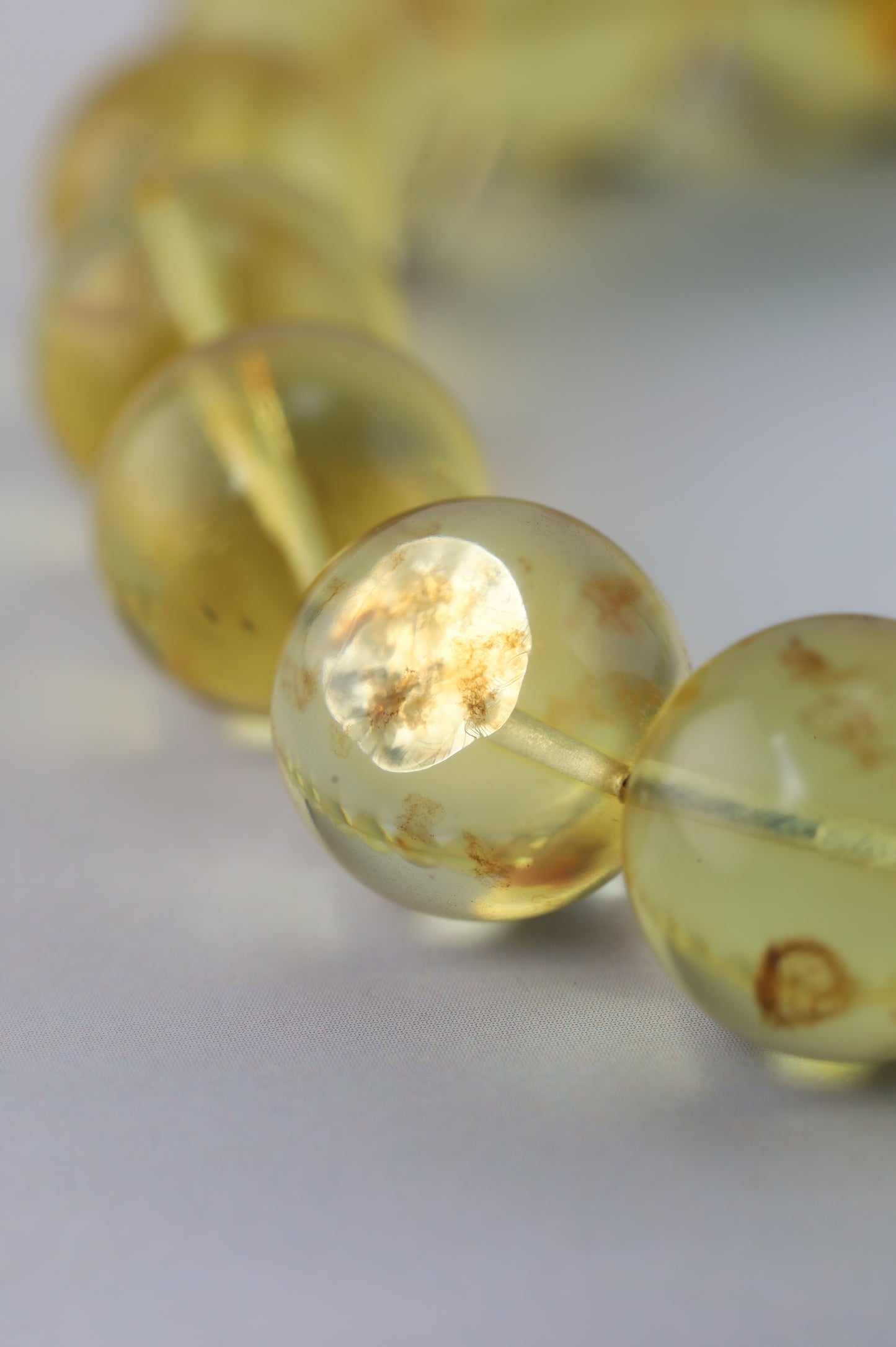 Natural Green Caribbean Amber Tasbih – 33 Beads (13.5mm)