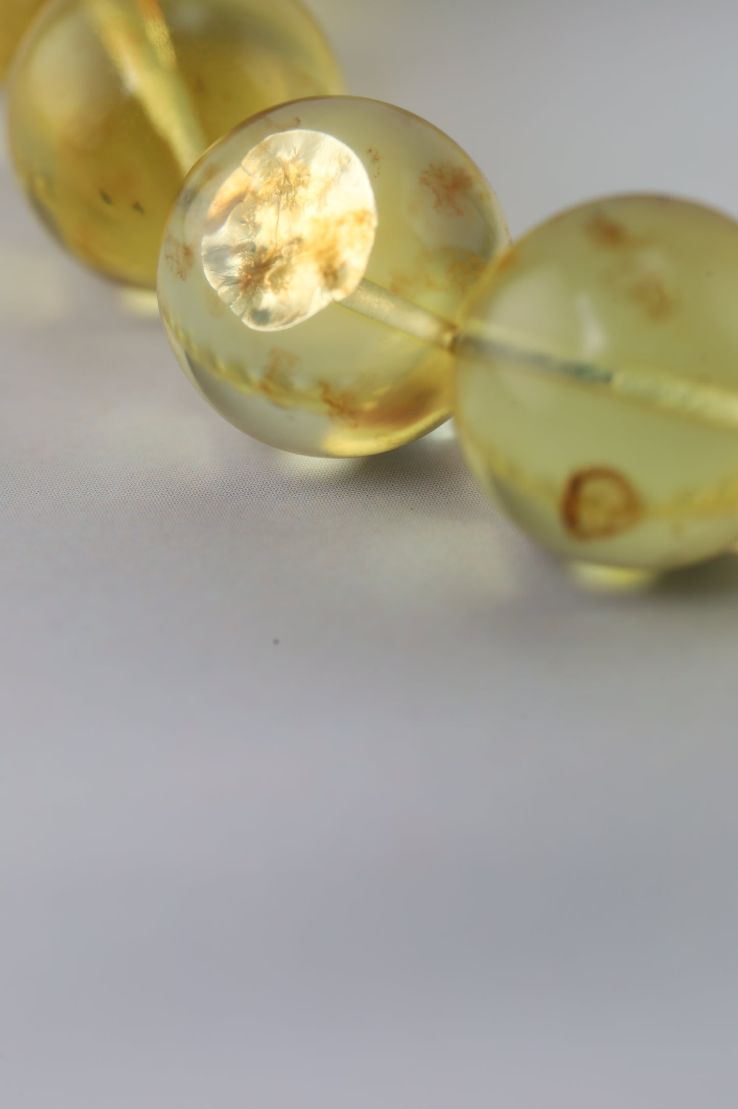 Natural Green Caribbean Amber Tasbih – 33 Beads (13.5mm)