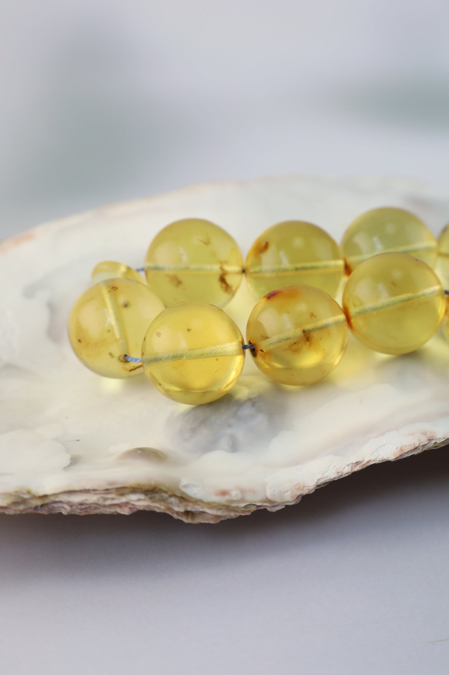 Natural Green Caribbean Amber Tasbih – 33 Beads (13.5mm)