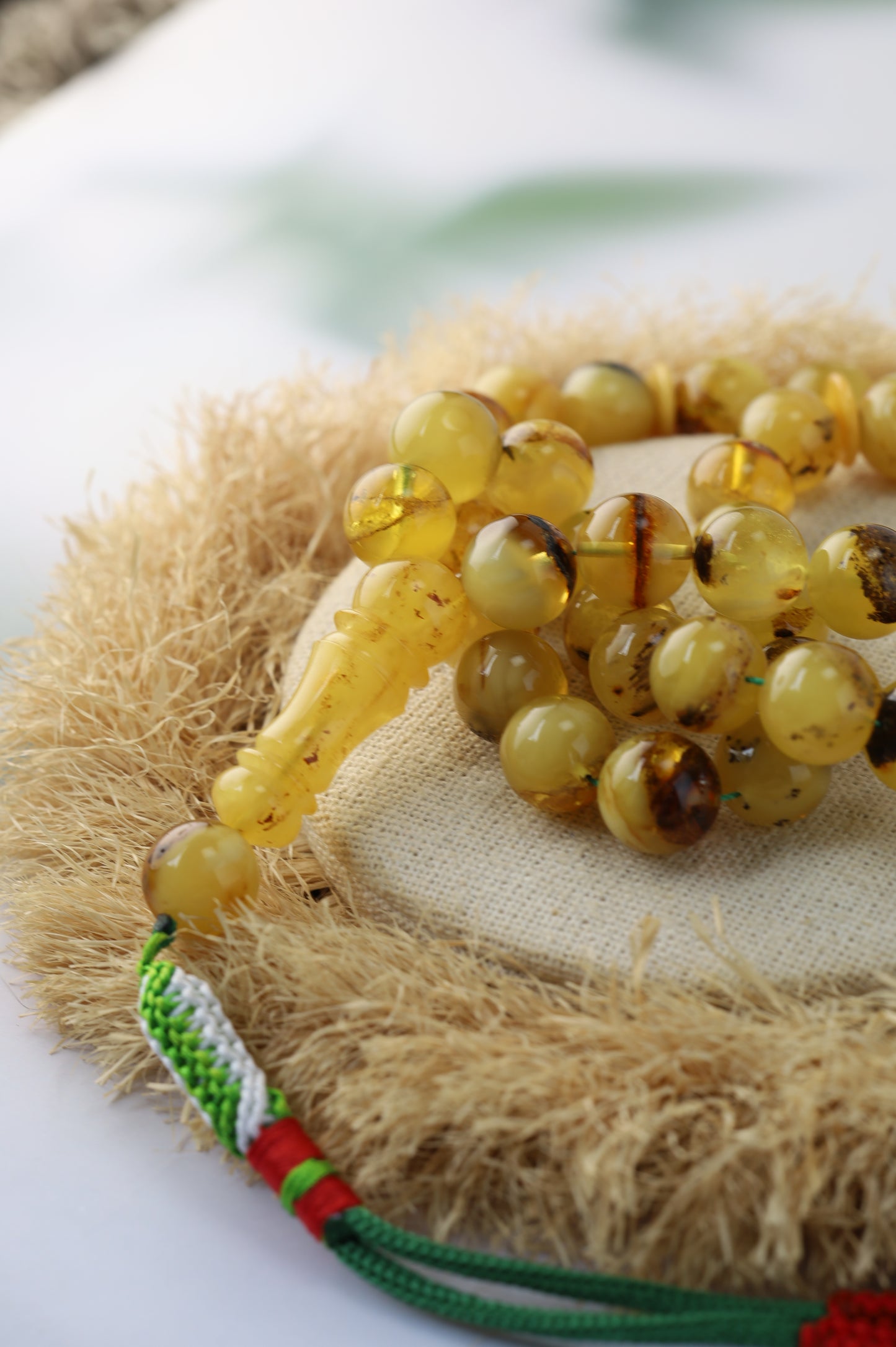 Natural Raw Amber Misbah with Debris – 45 Beads + 1 Spare