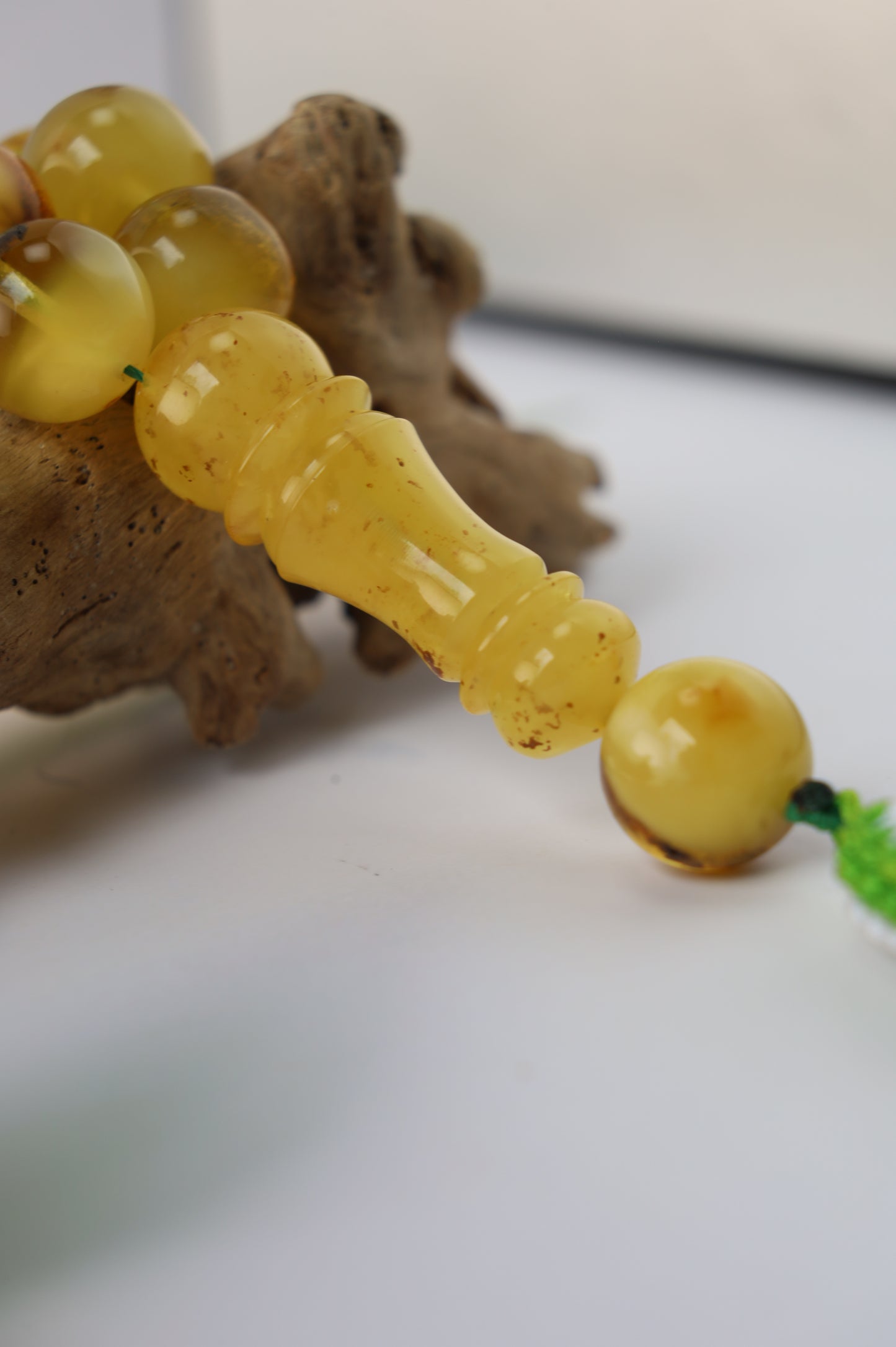 Natural Raw Amber Misbah with Debris – 45 Beads + 1 Spare