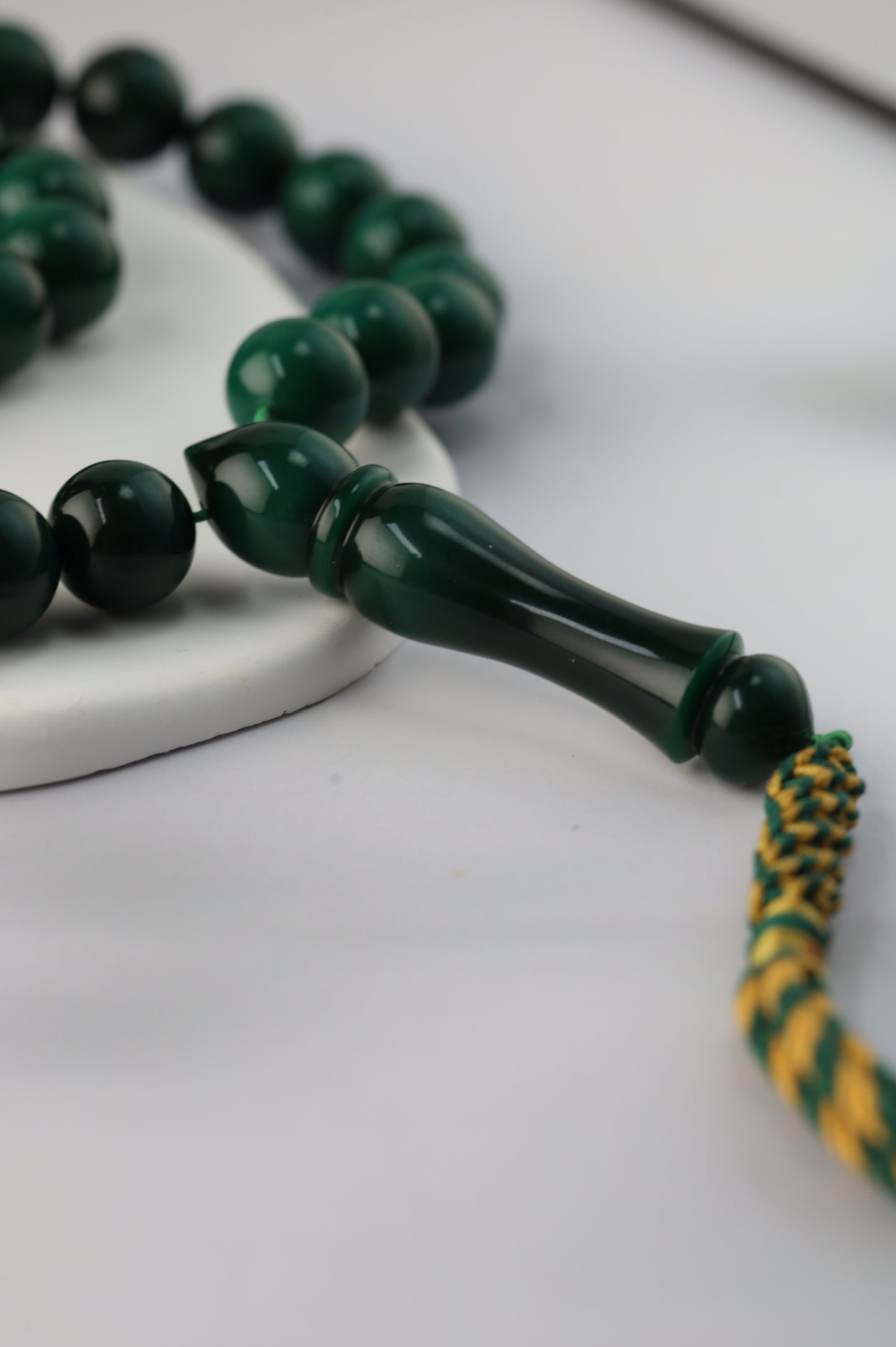 Two-Tone Dark Green Galalith Misbah – 37 Beads
