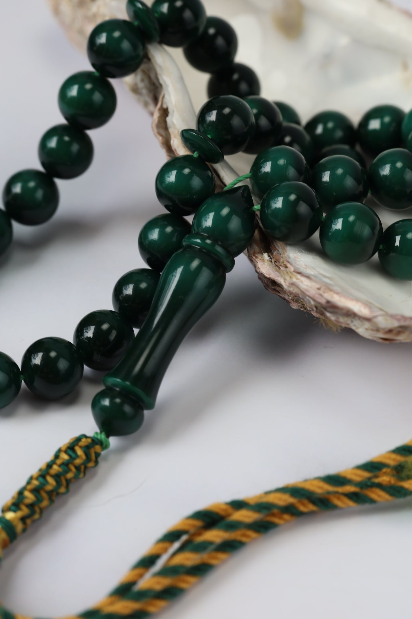 Two-Tone Dark Green Galalith Misbah – 37 Beads
