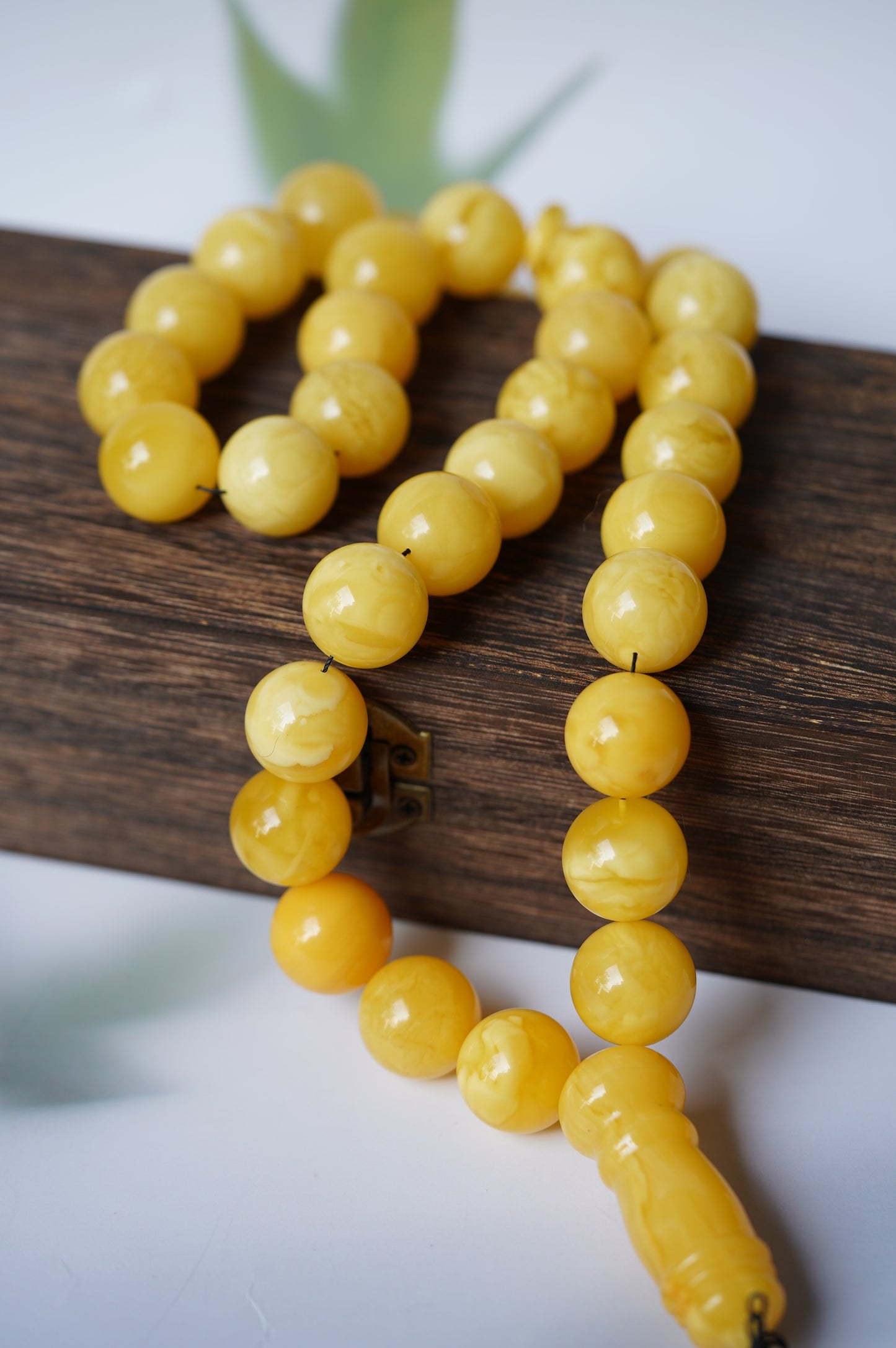 Natural Unique Huge Butterscotch Amber Misbaha Prayer Beads 19.5 mm + Certificate 33 Beads