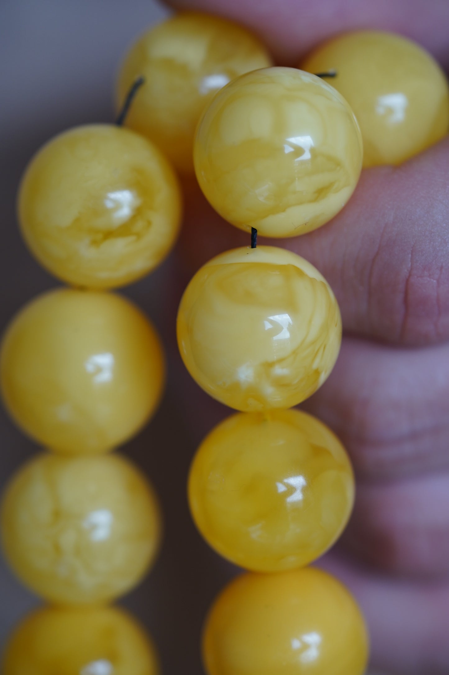 Natural Unique Huge Butterscotch Amber Misbaha Prayer Beads 19.5 mm + Certificate 33 Beads