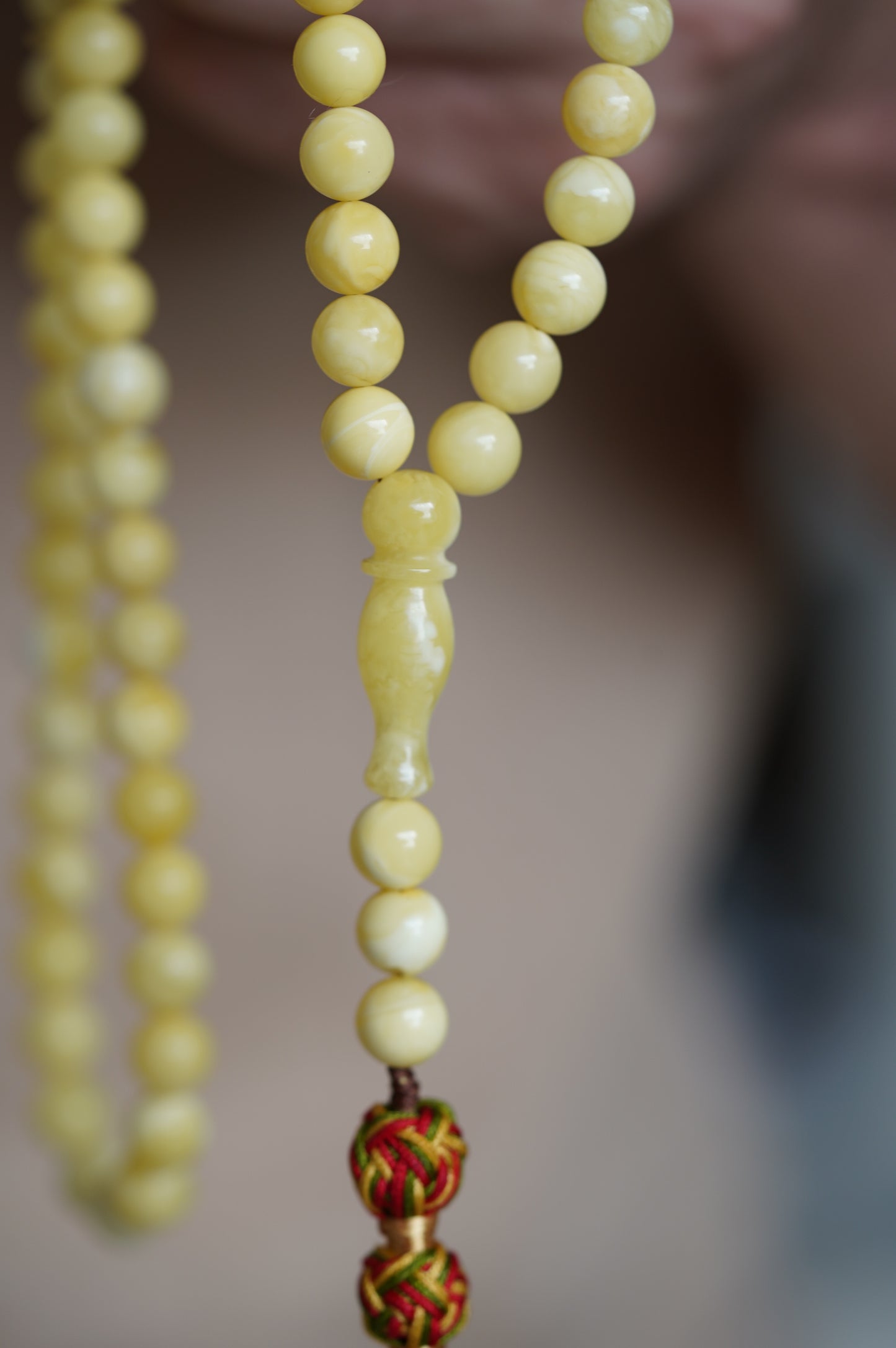 Royal White Amber Rosary Misbaha 7,5mm with Certificate 99 Beads
