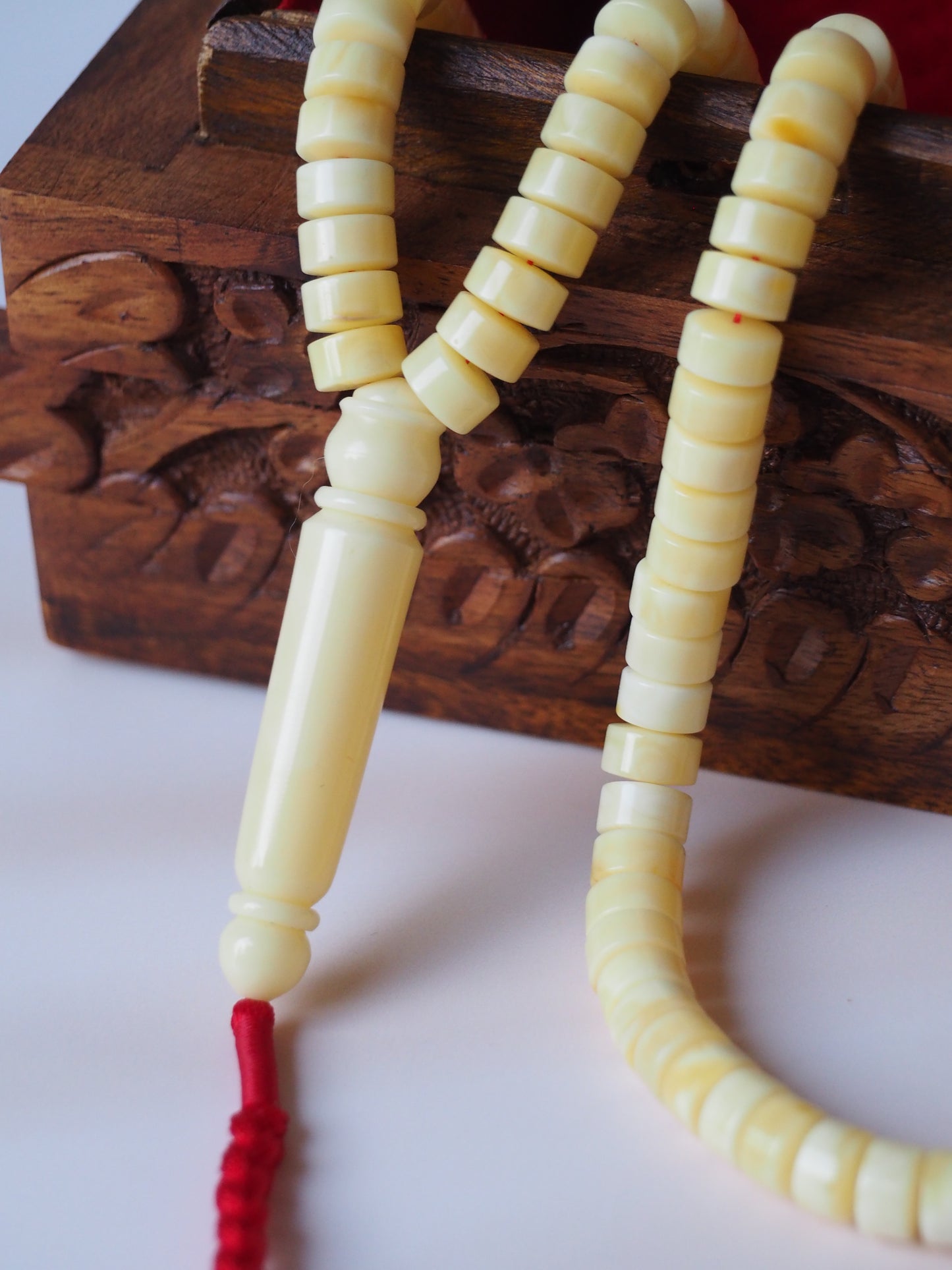 Natural Ceramic Light Milk Donut Shaped Amber Rosary / Misbaha 159 Beads