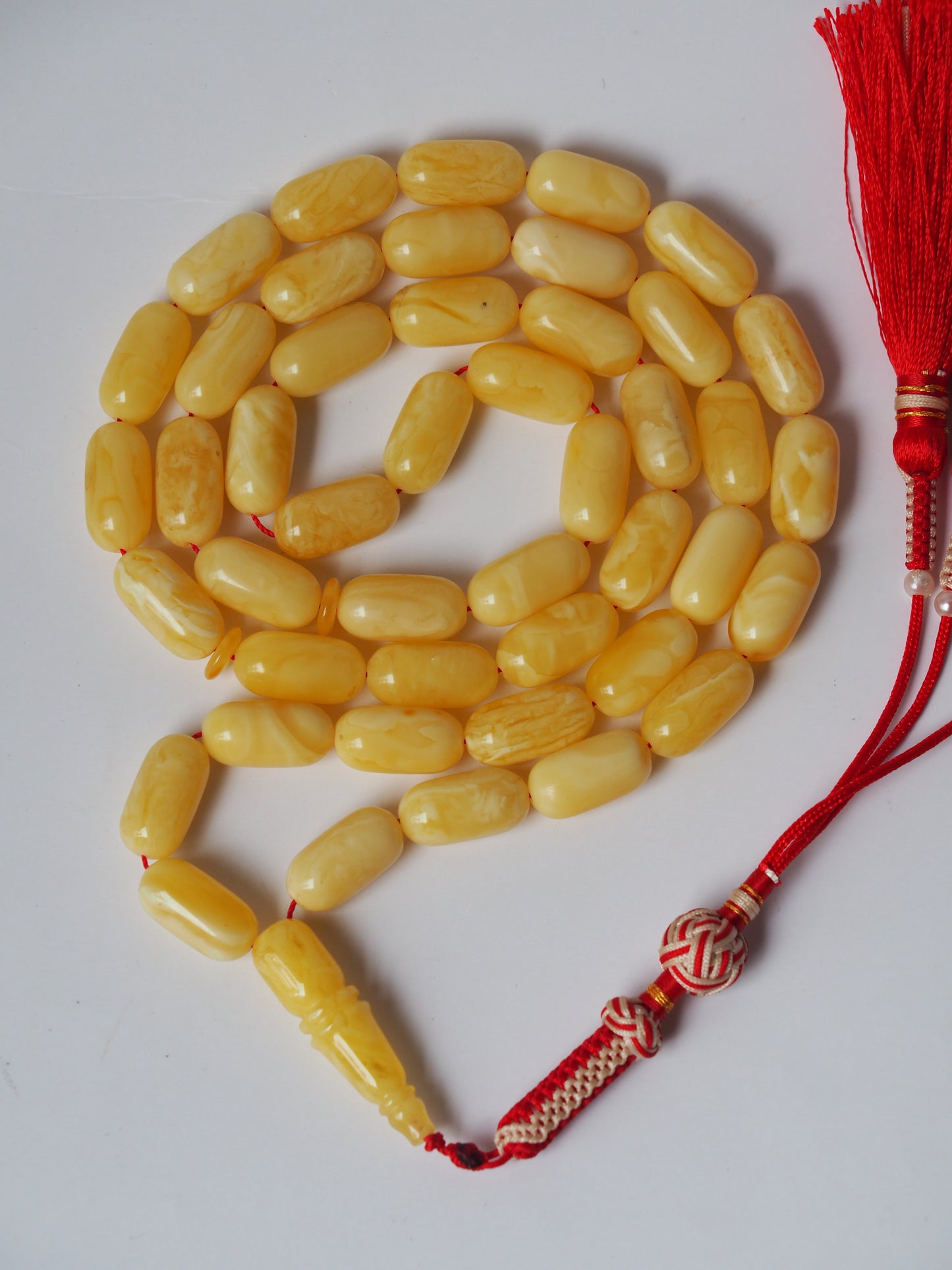 Natural Milk Barrel Shape Amber Rosary with Certificate 45 Beads