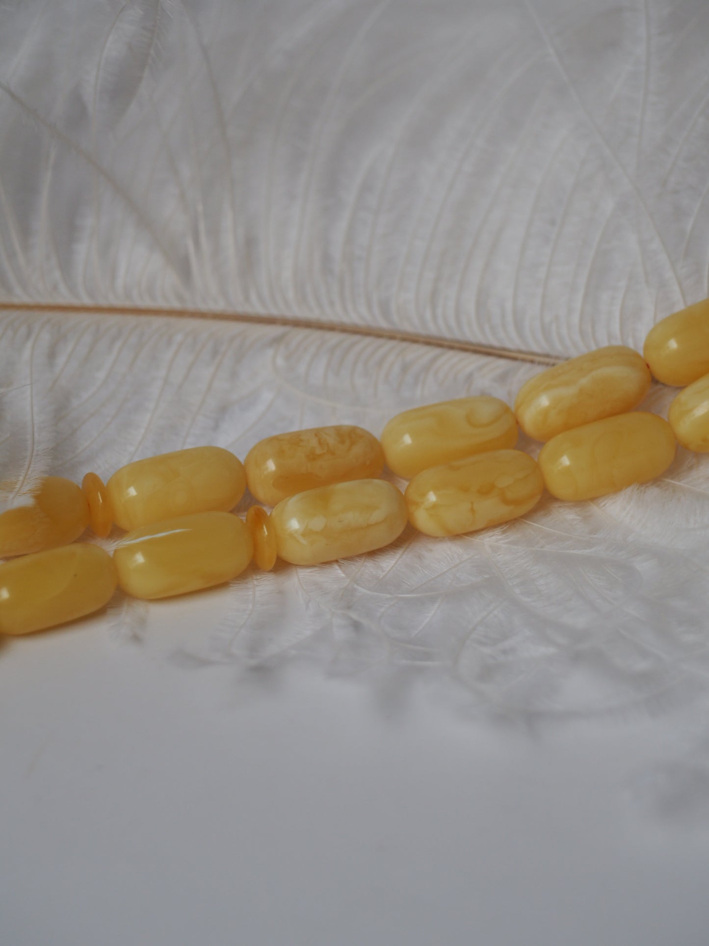 Natural Milk Barrel Shape Amber Rosary with Certificate 45 Beads