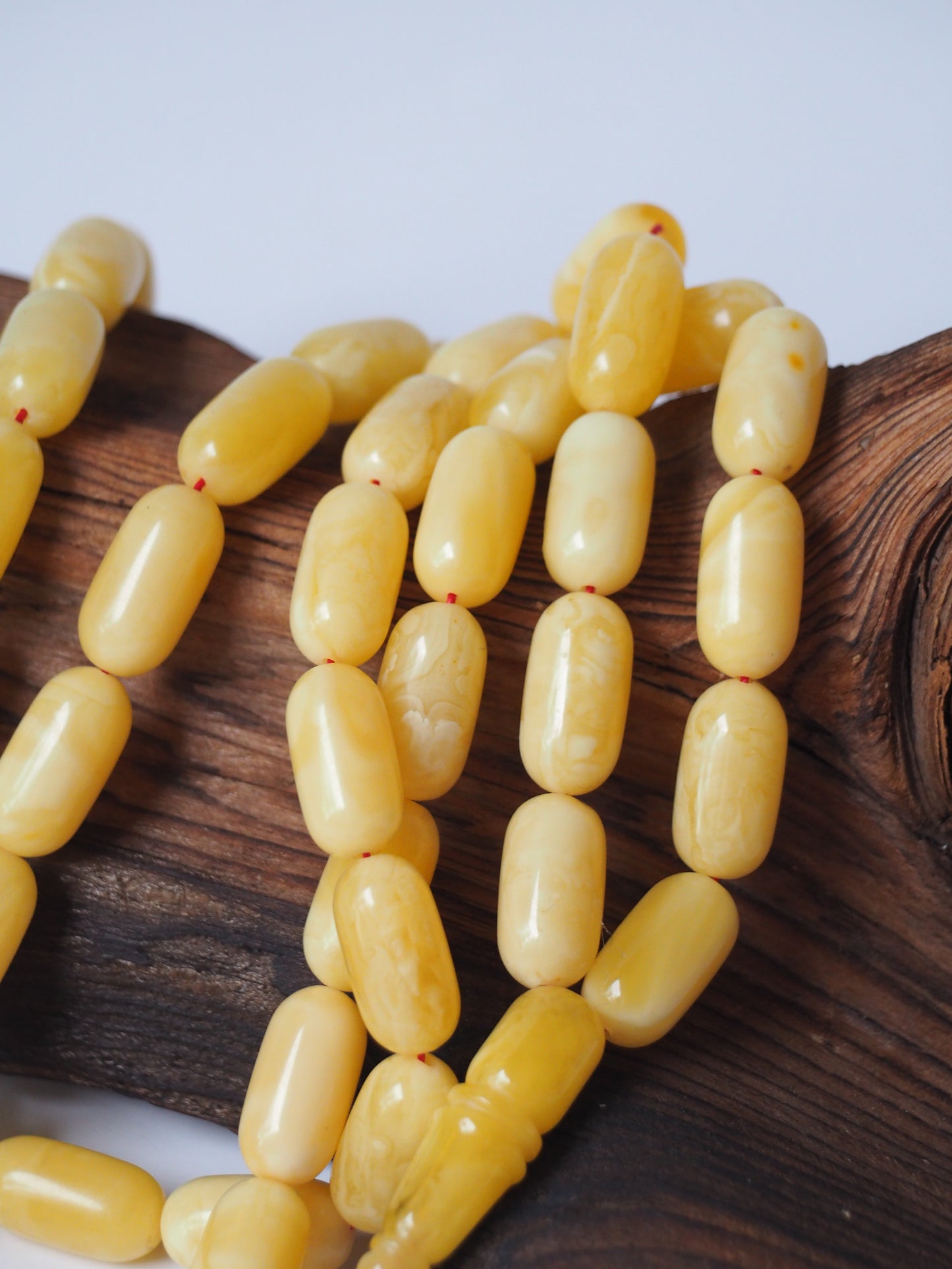 Natural Milk Barrel Shape Amber Rosary with Certificate 45 Beads