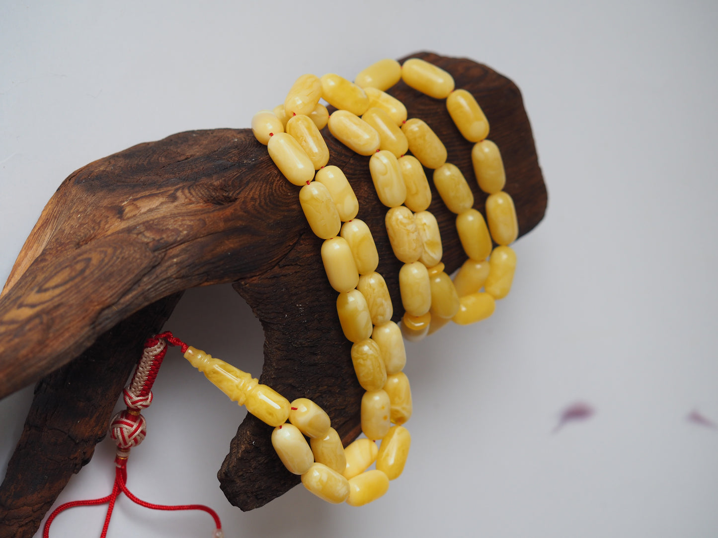 Natural Milk Barrel Shape Amber Rosary with Certificate 45 Beads