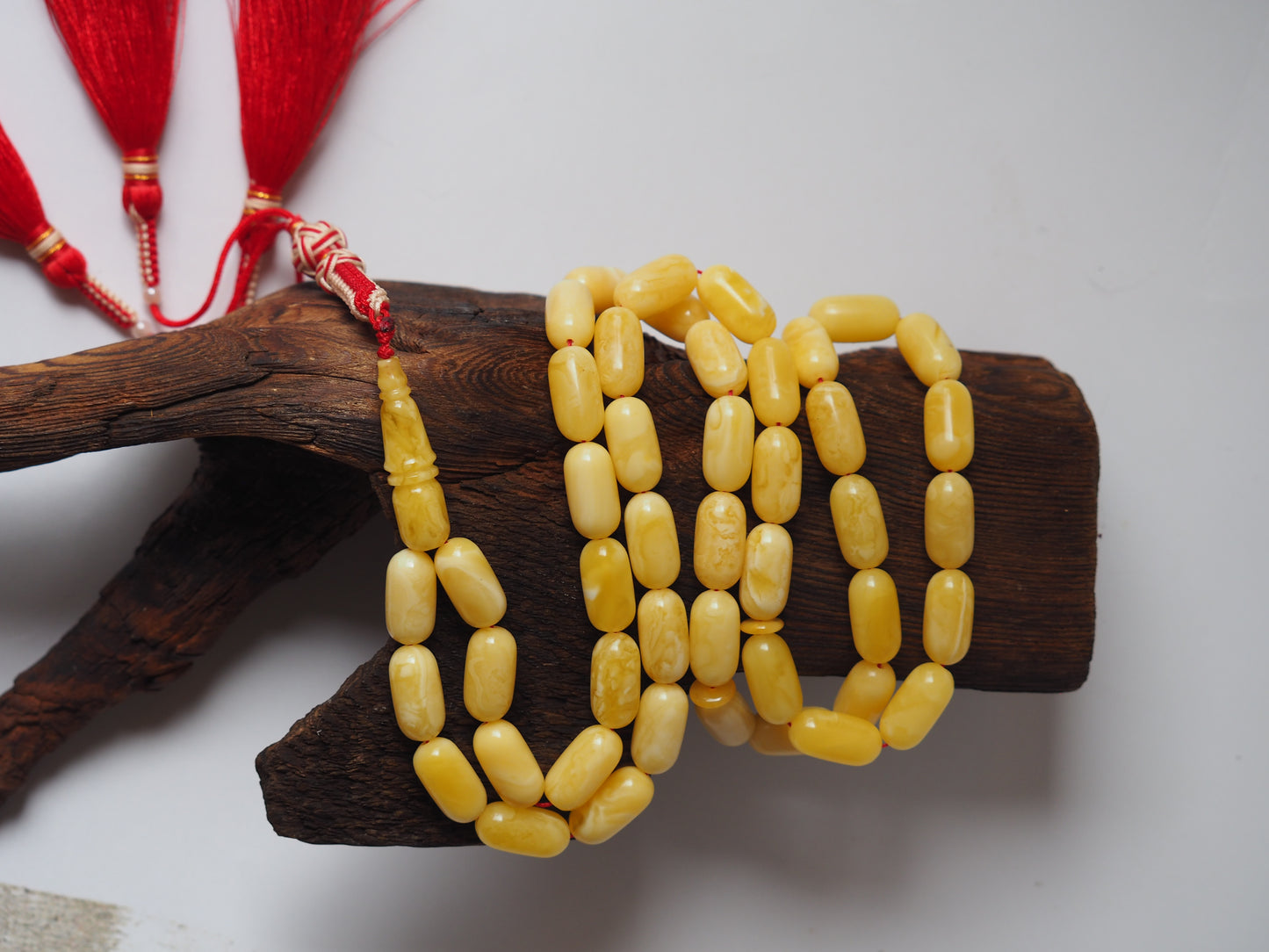 Natural Milk Barrel Shape Amber Rosary with Certificate 45 Beads