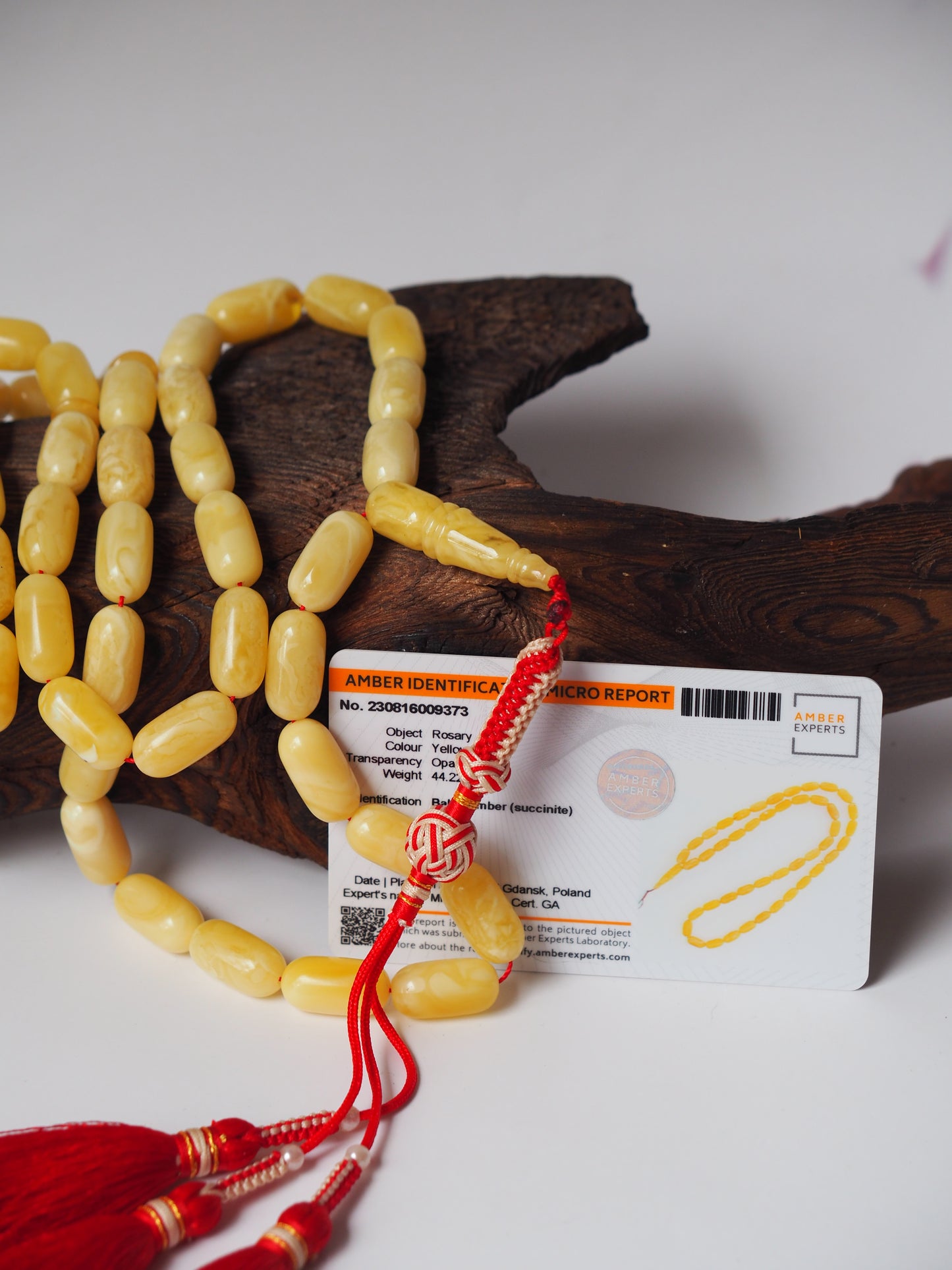 Natural Milk Barrel Shape Amber Rosary with Certificate 45 Beads