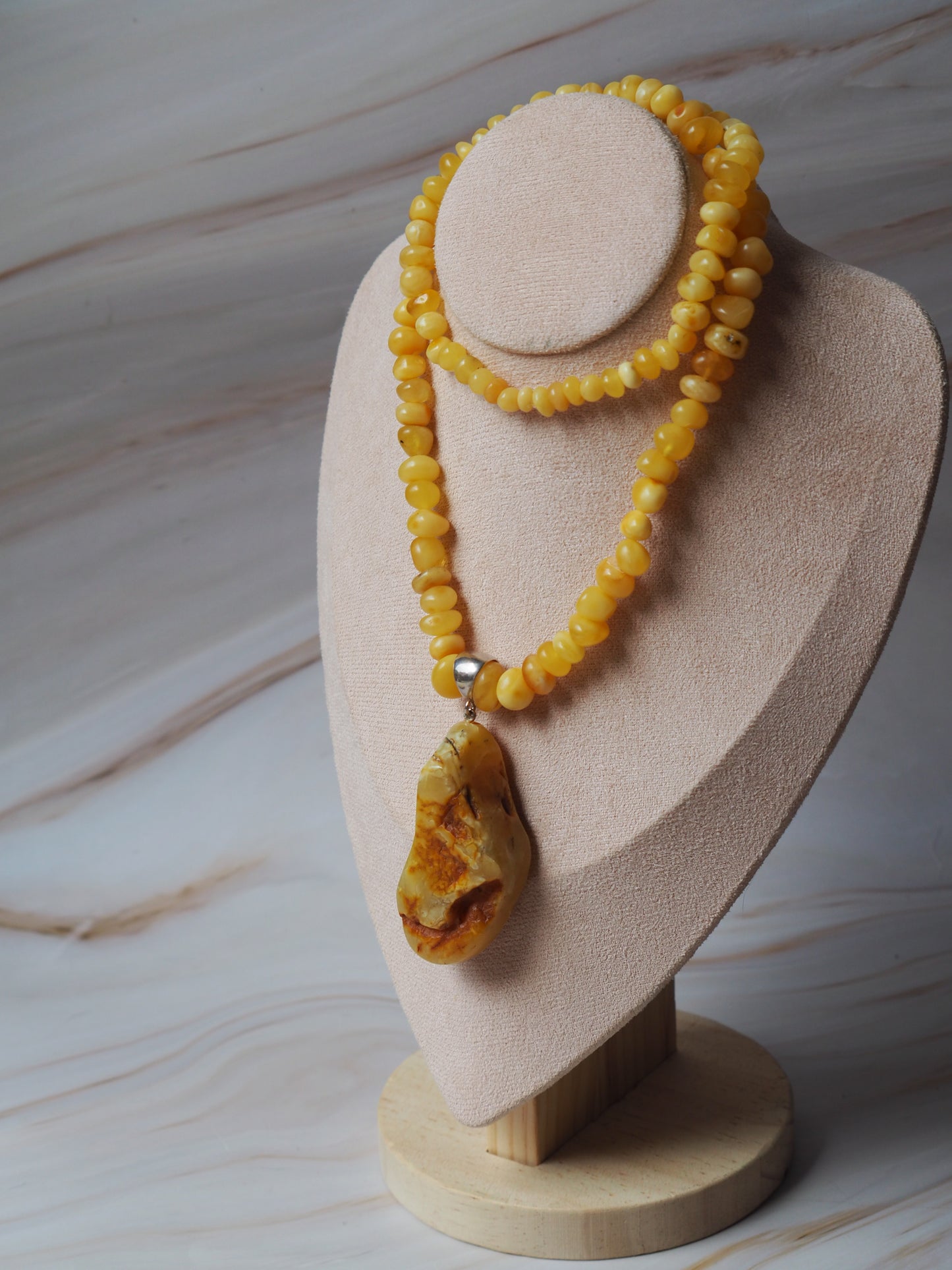 Raw Irregular Butterscotch/ White Amber Necklace and Pendant