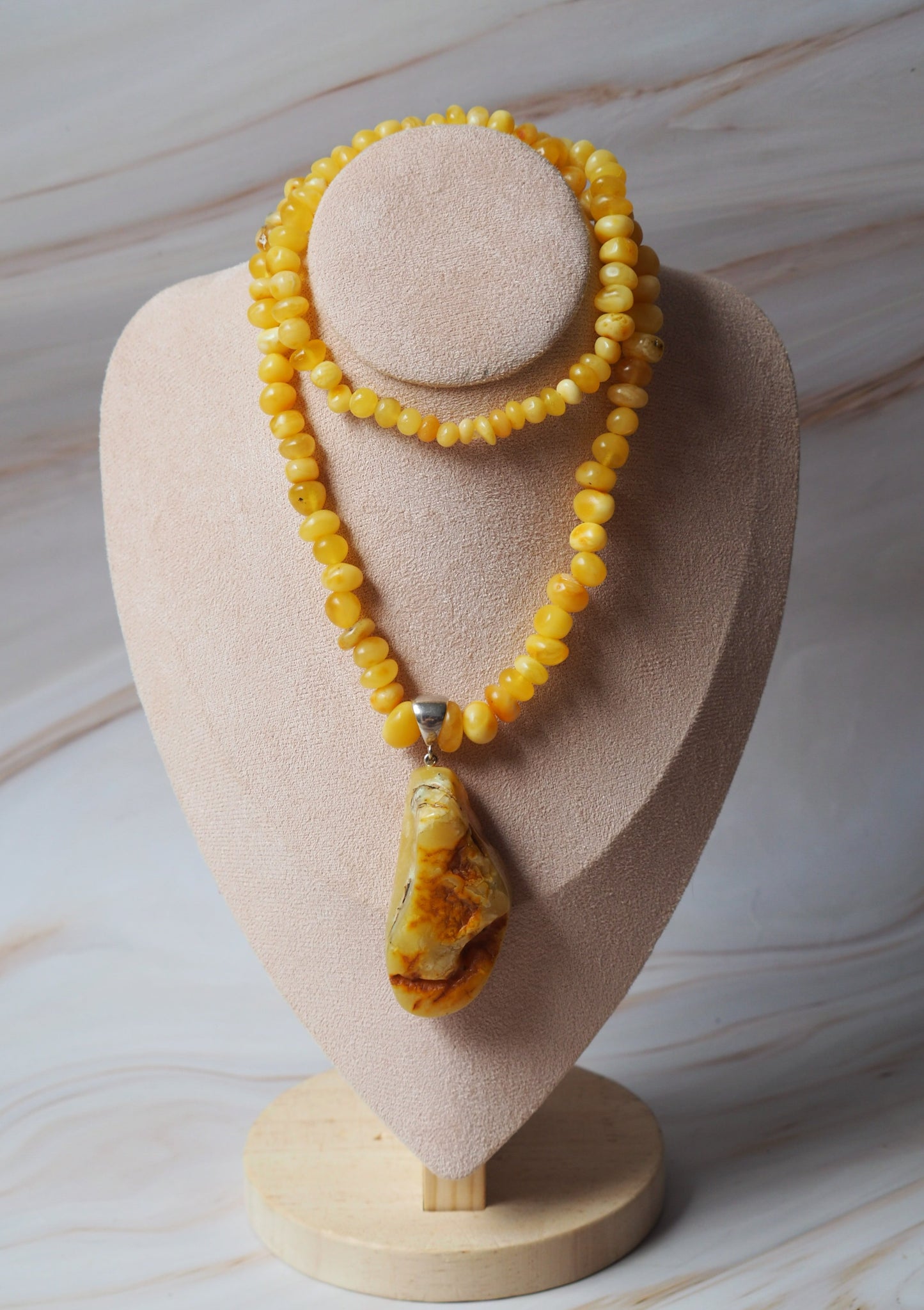 Raw Irregular Butterscotch/ White Amber Necklace and Pendant