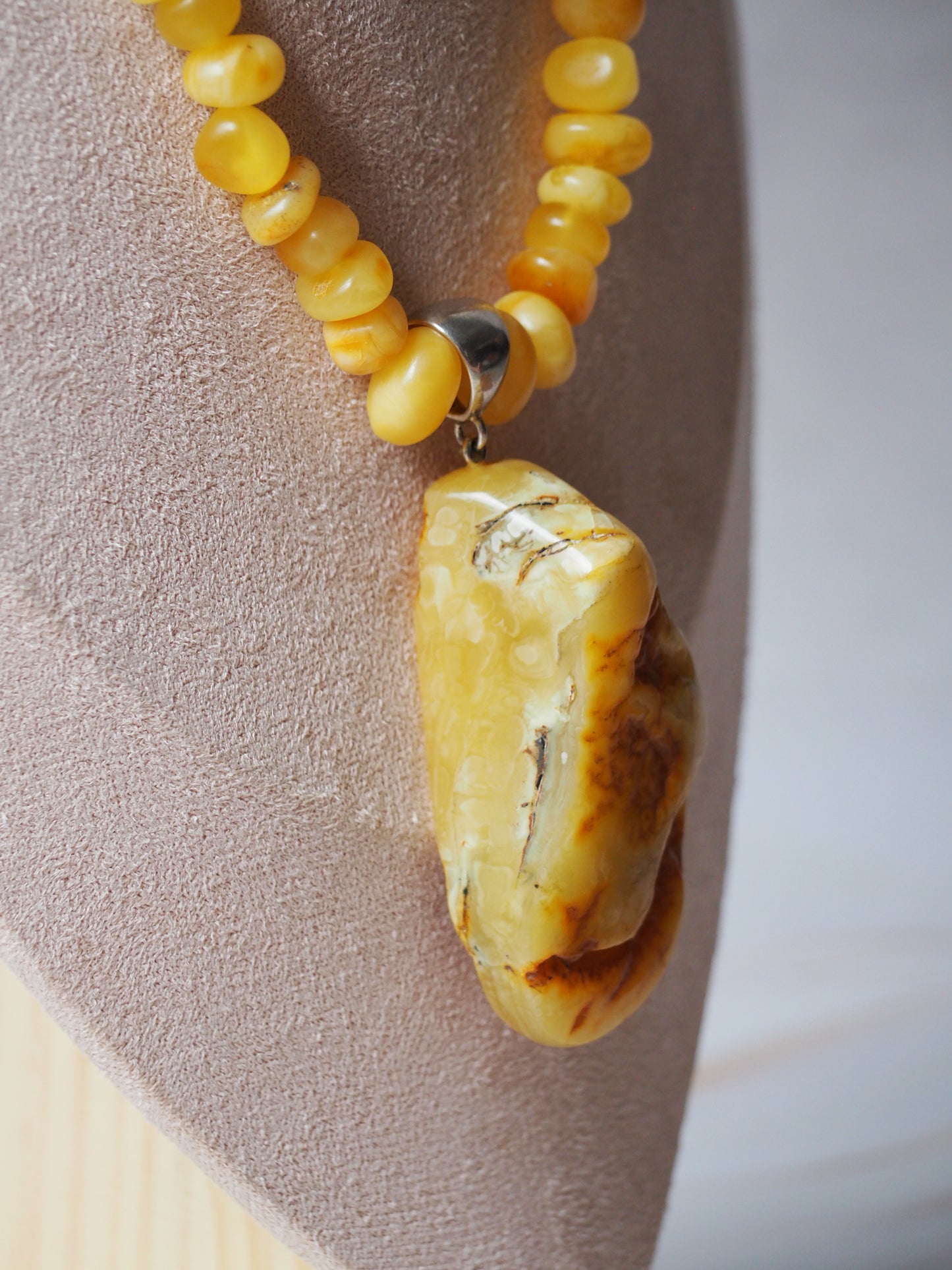 Raw Irregular Butterscotch/ White Amber Necklace and Pendant