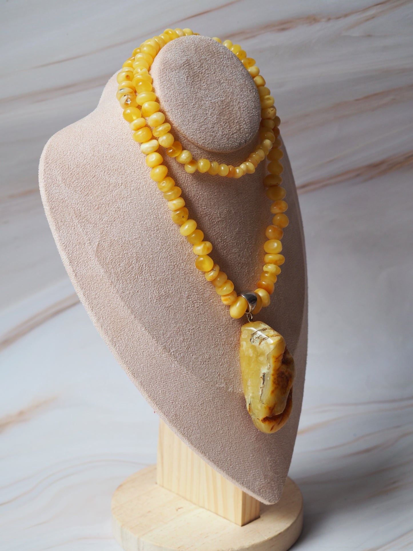 Raw Irregular Butterscotch/ White Amber Necklace and Pendant