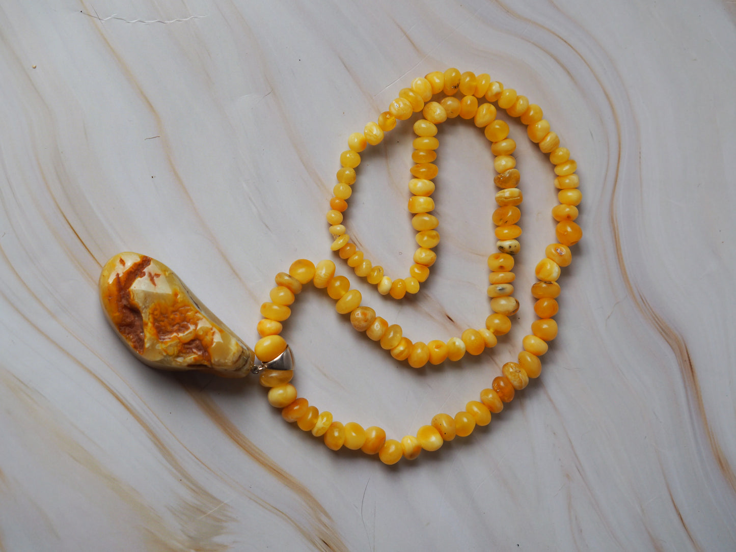 Raw Irregular Butterscotch/ White Amber Necklace and Pendant