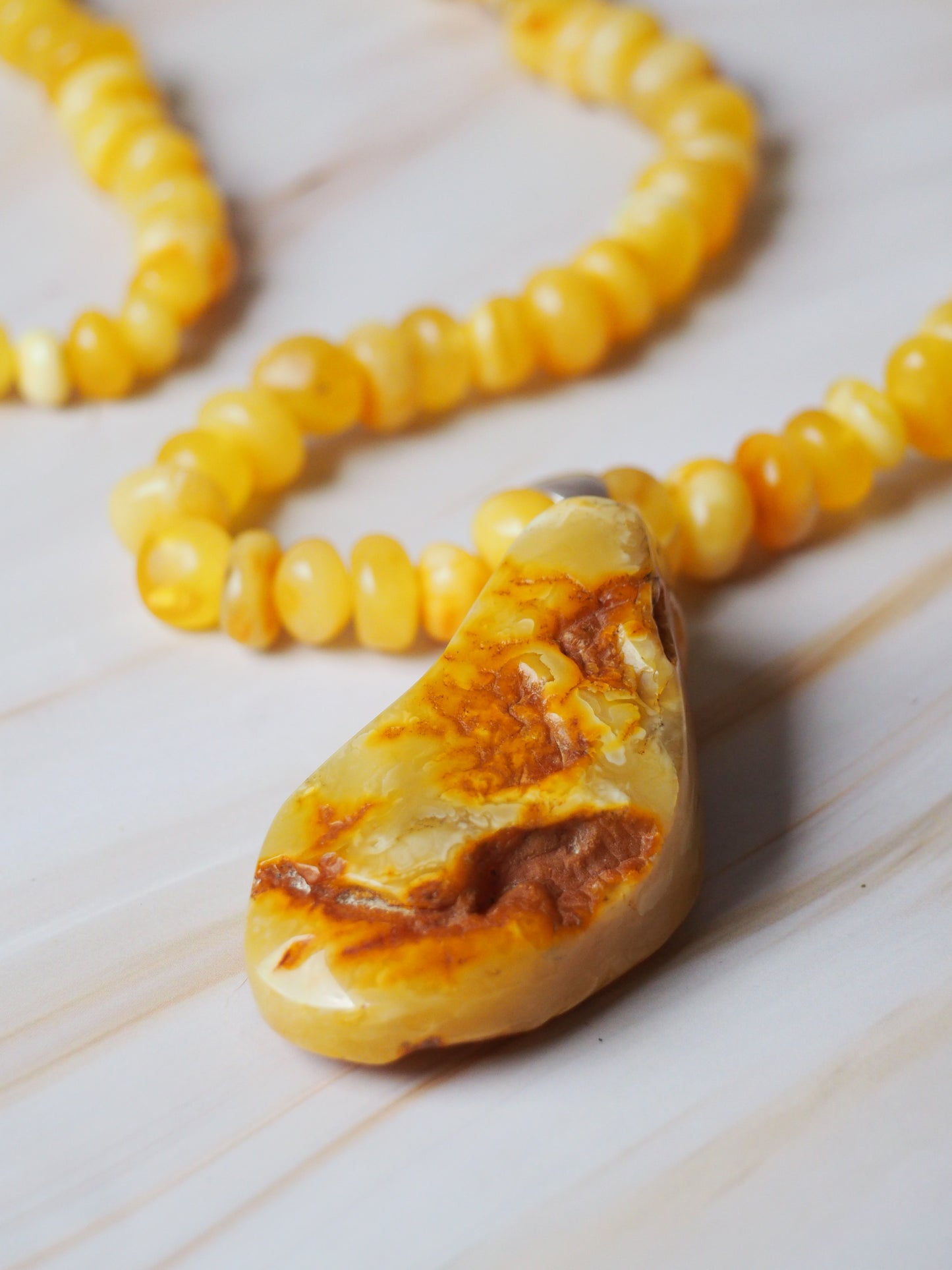 Raw Irregular Butterscotch/ White Amber Necklace and Pendant