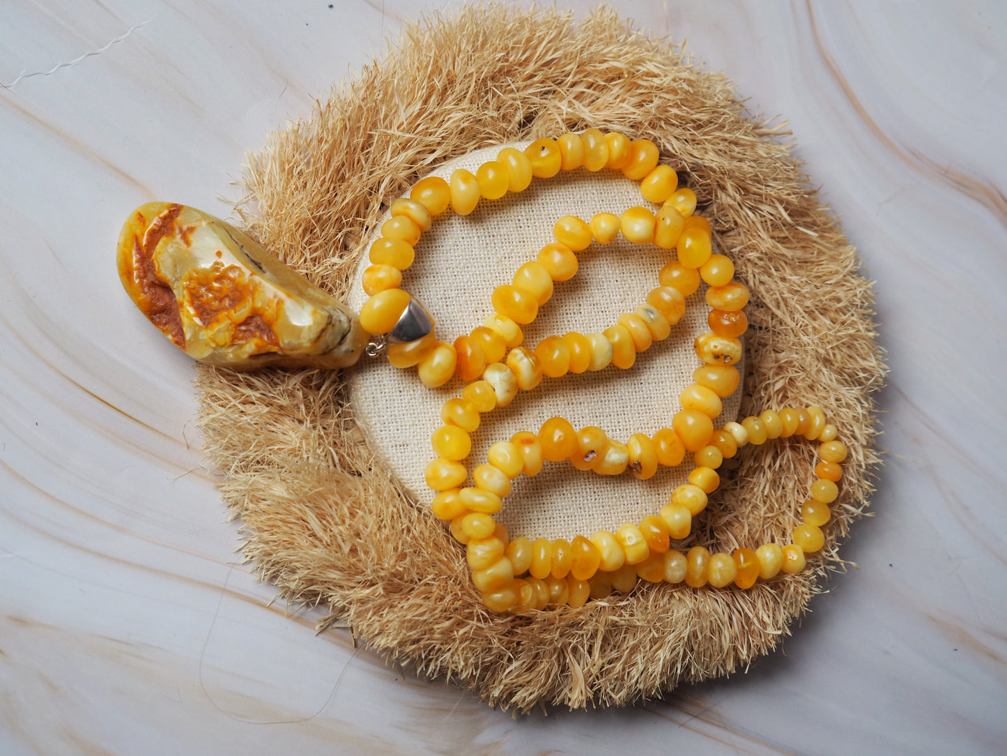 Raw Irregular Butterscotch/ White Amber Necklace and Pendant