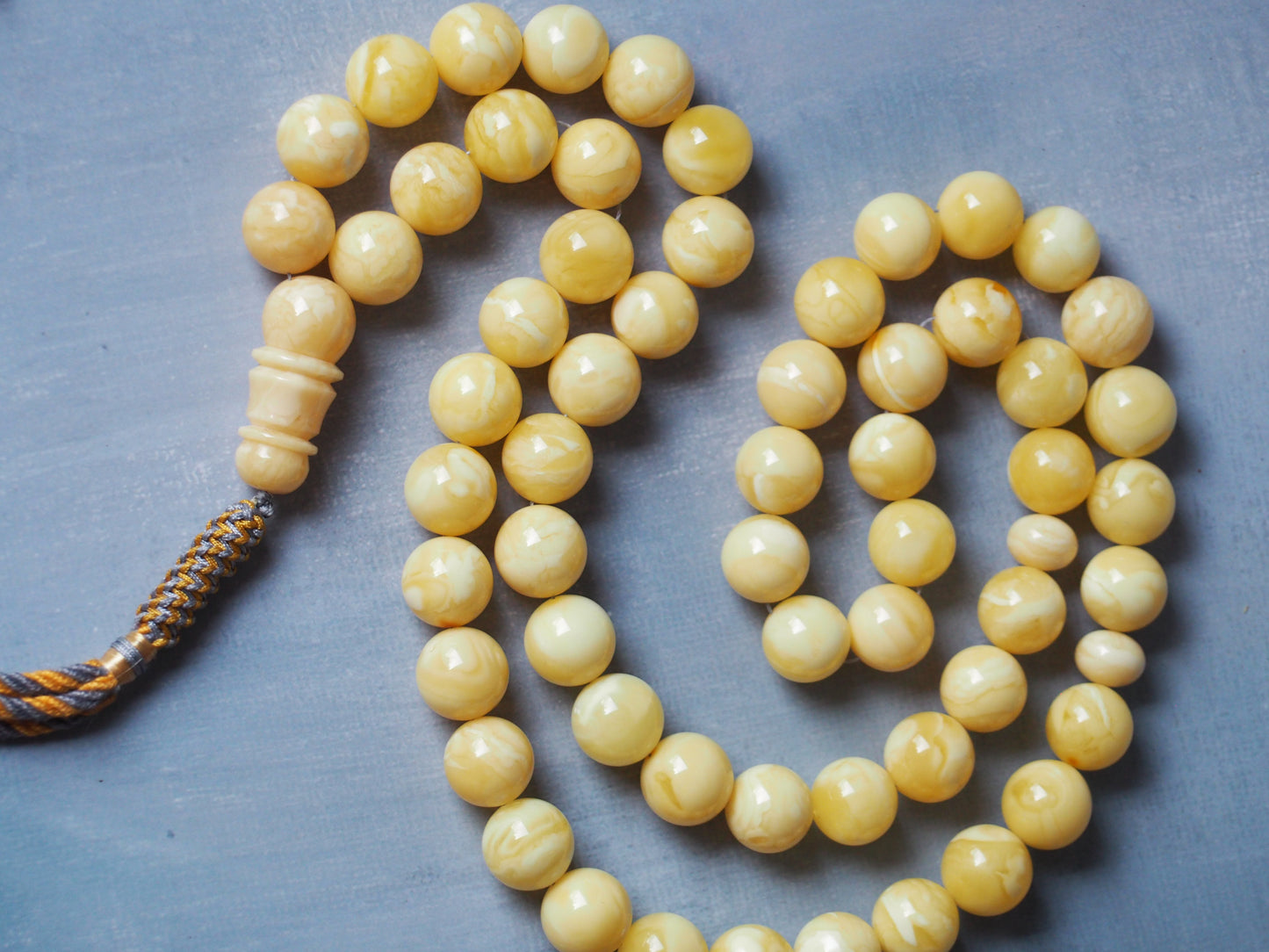 Unique Natural Milk/Royal White Tiger Amber Tasbih 11,80mm