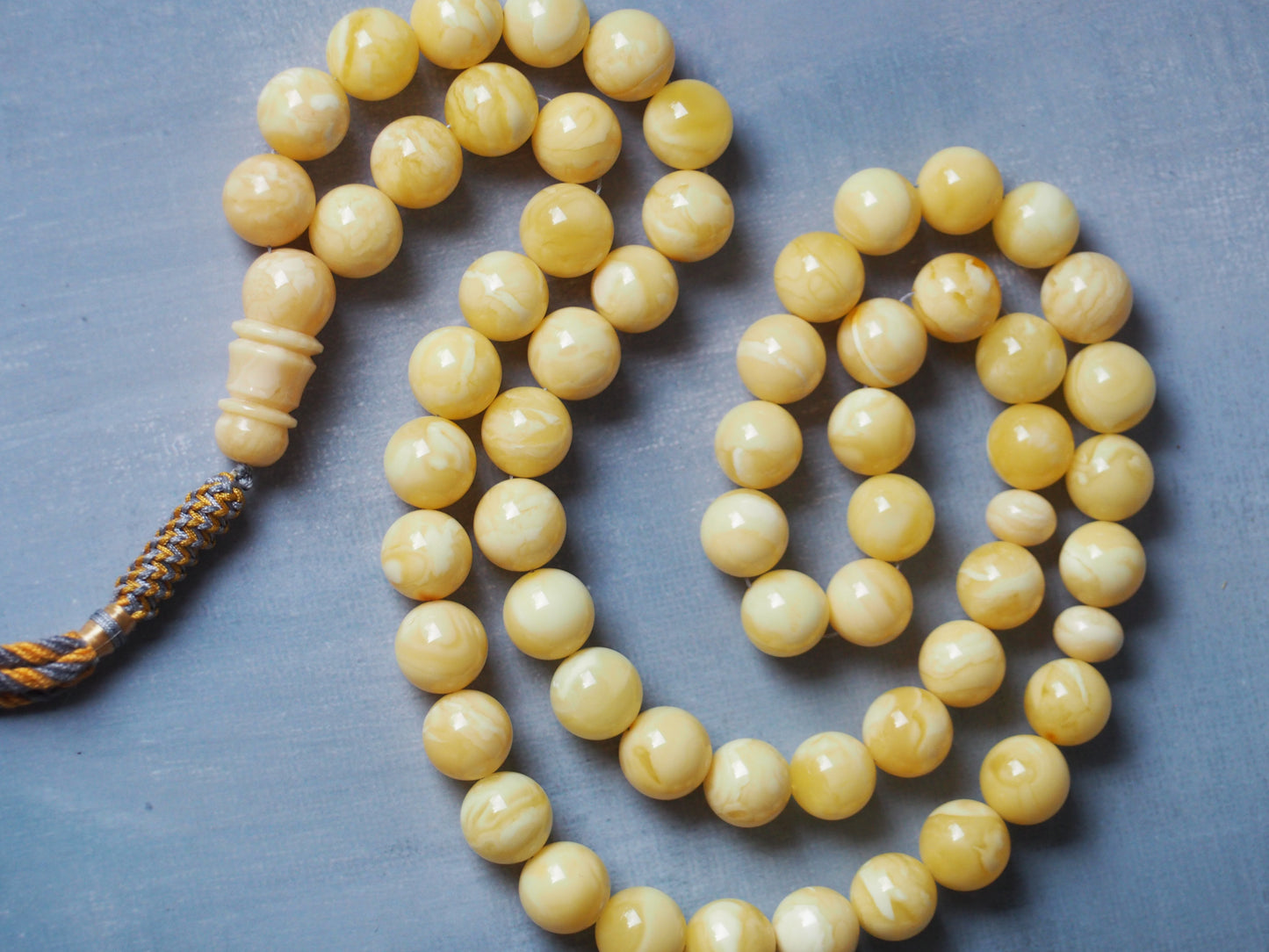 Unique Natural Milk/Royal White Tiger Amber Tasbih 11,80mm