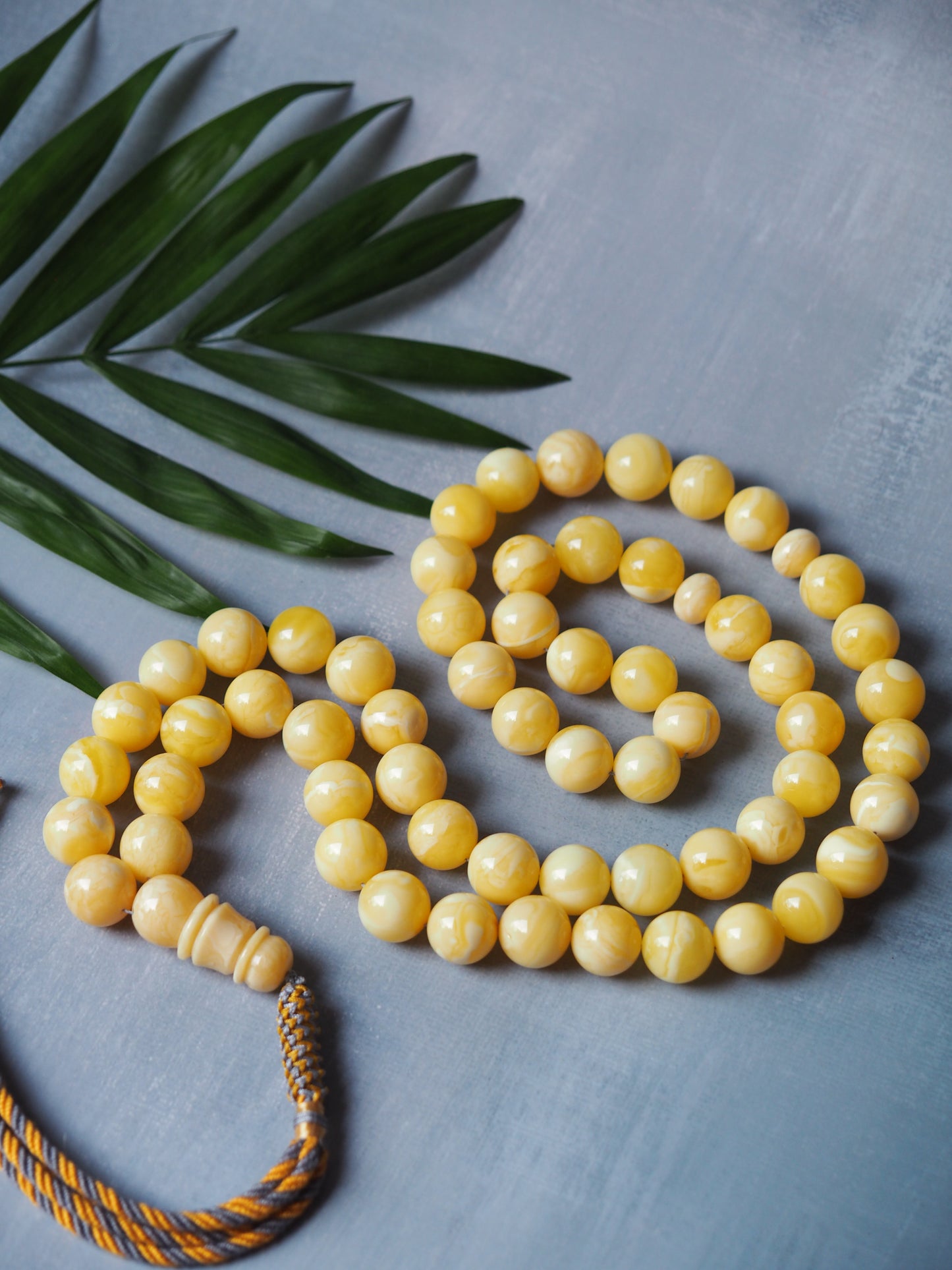 Unique Natural Milk/Royal White Tiger Amber Tasbih 11,80mm