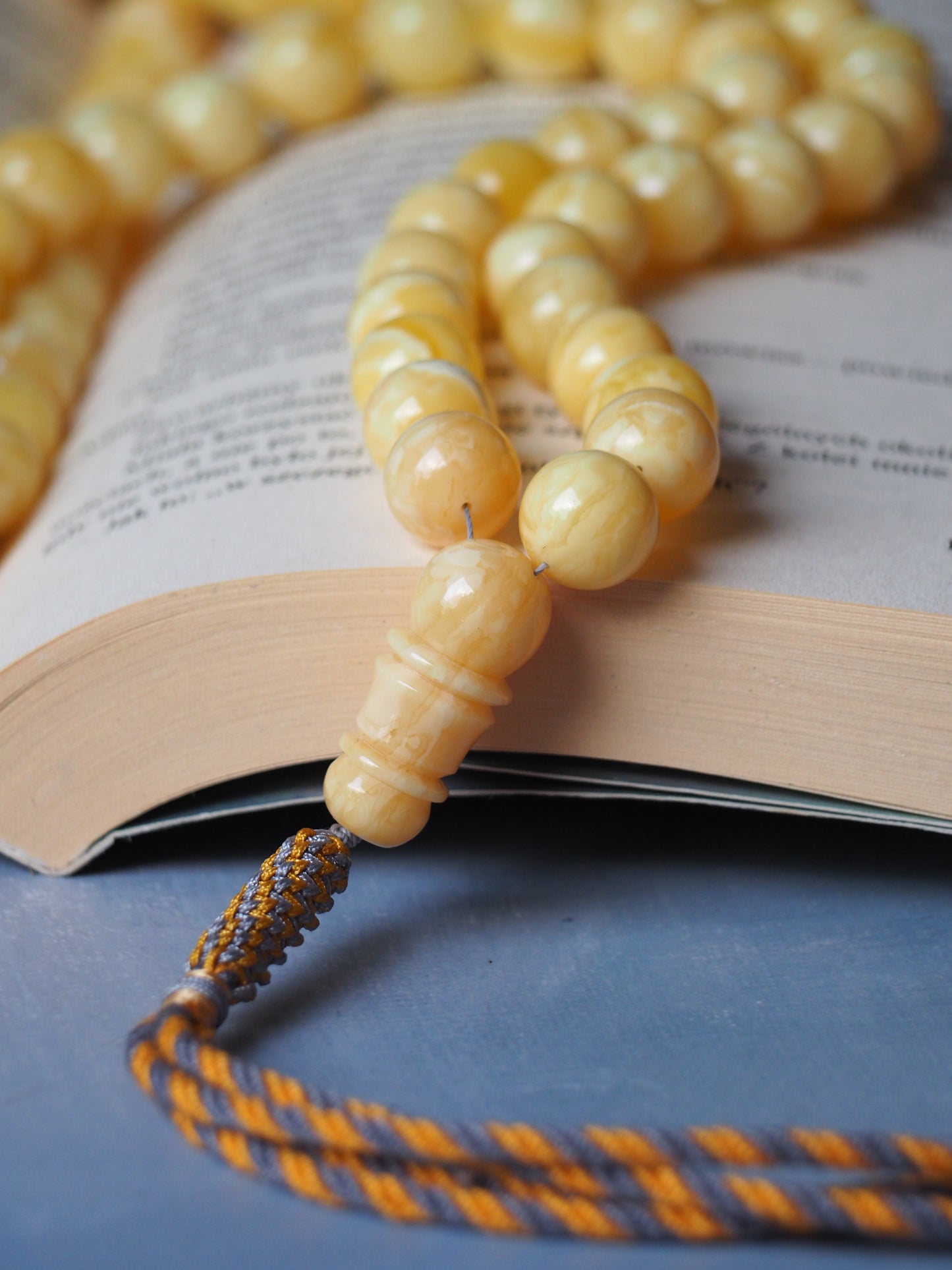 Unique Natural Milk/Royal White Tiger Amber Tasbih 11,80mm