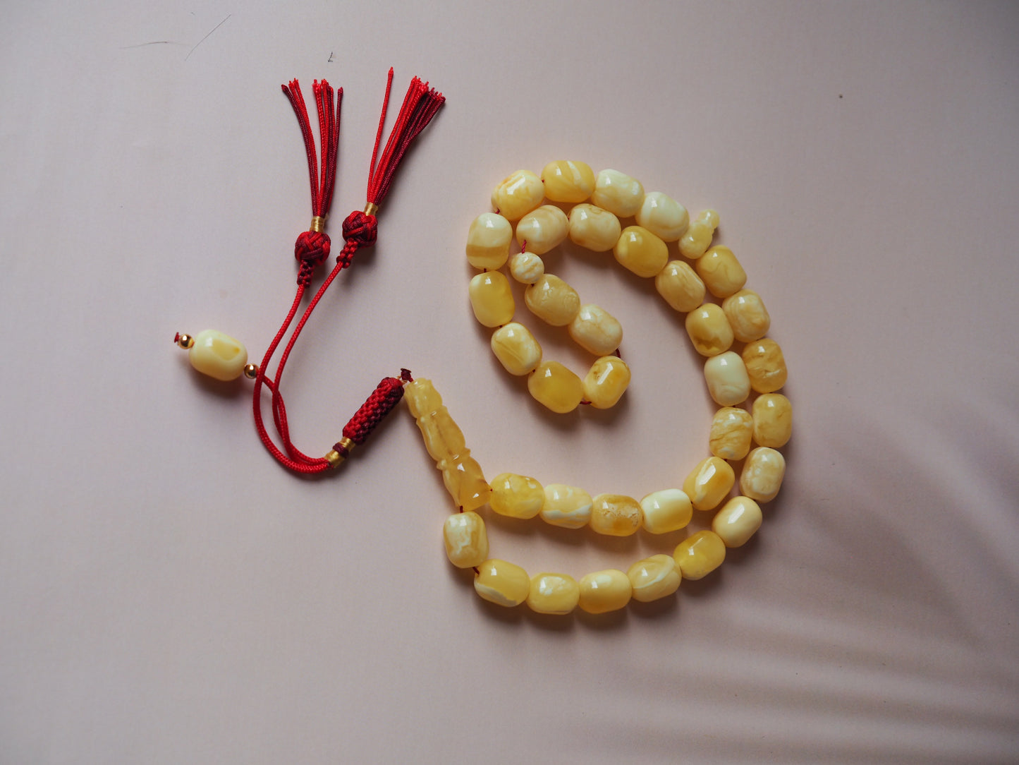 Barrel Shape Unique Natural Milk/Royal White Amber Tasbih