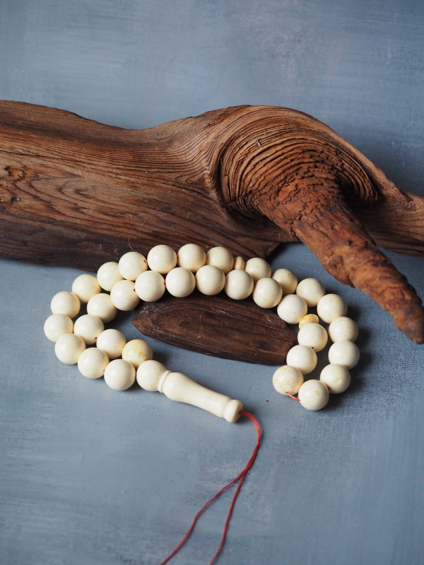 Royal White Amber Rosary Tasbih Round Beads 13,2mm
