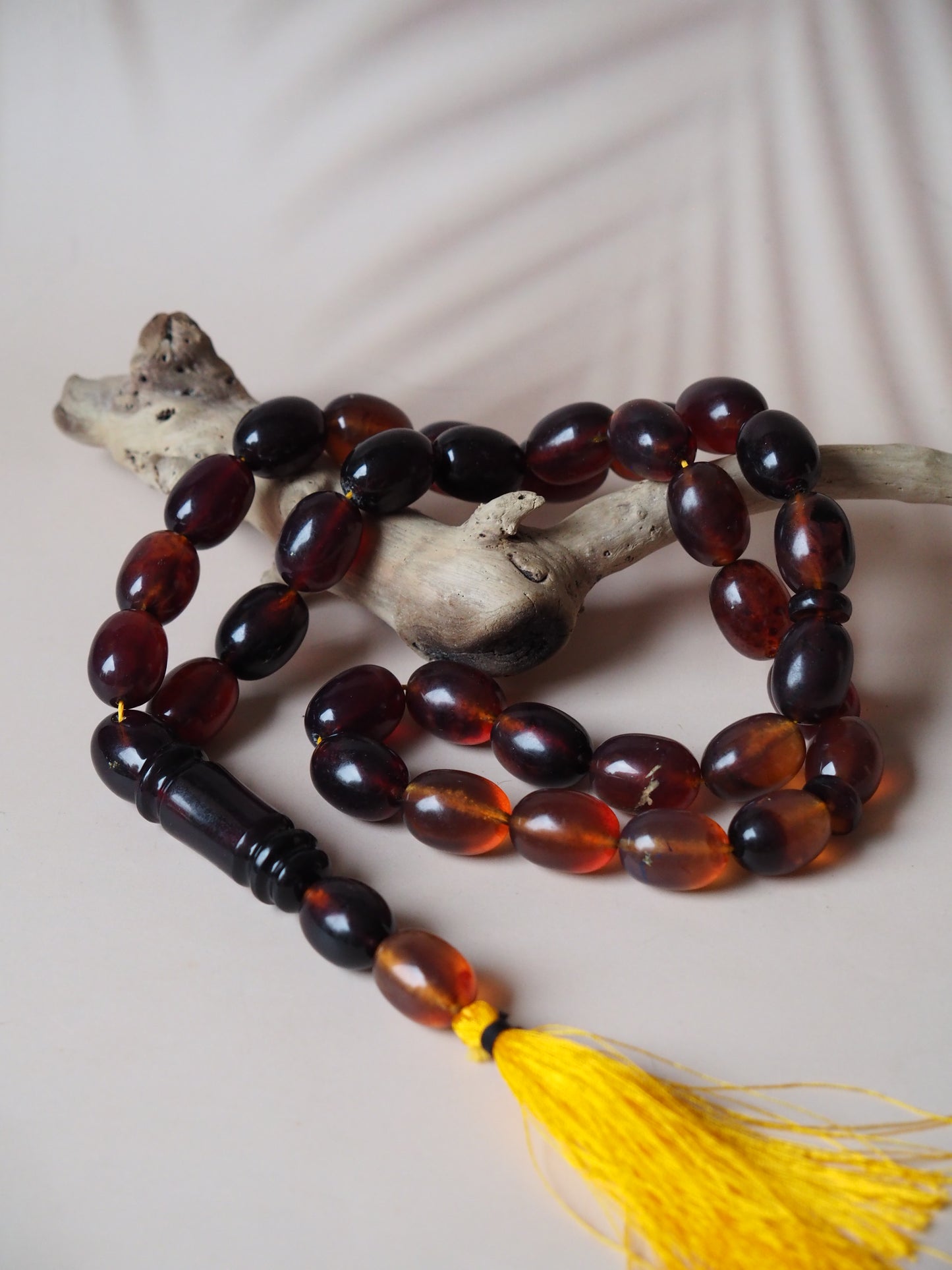 Huge Indonesian Blue Amber Natural Olive Shape Rosary 125g