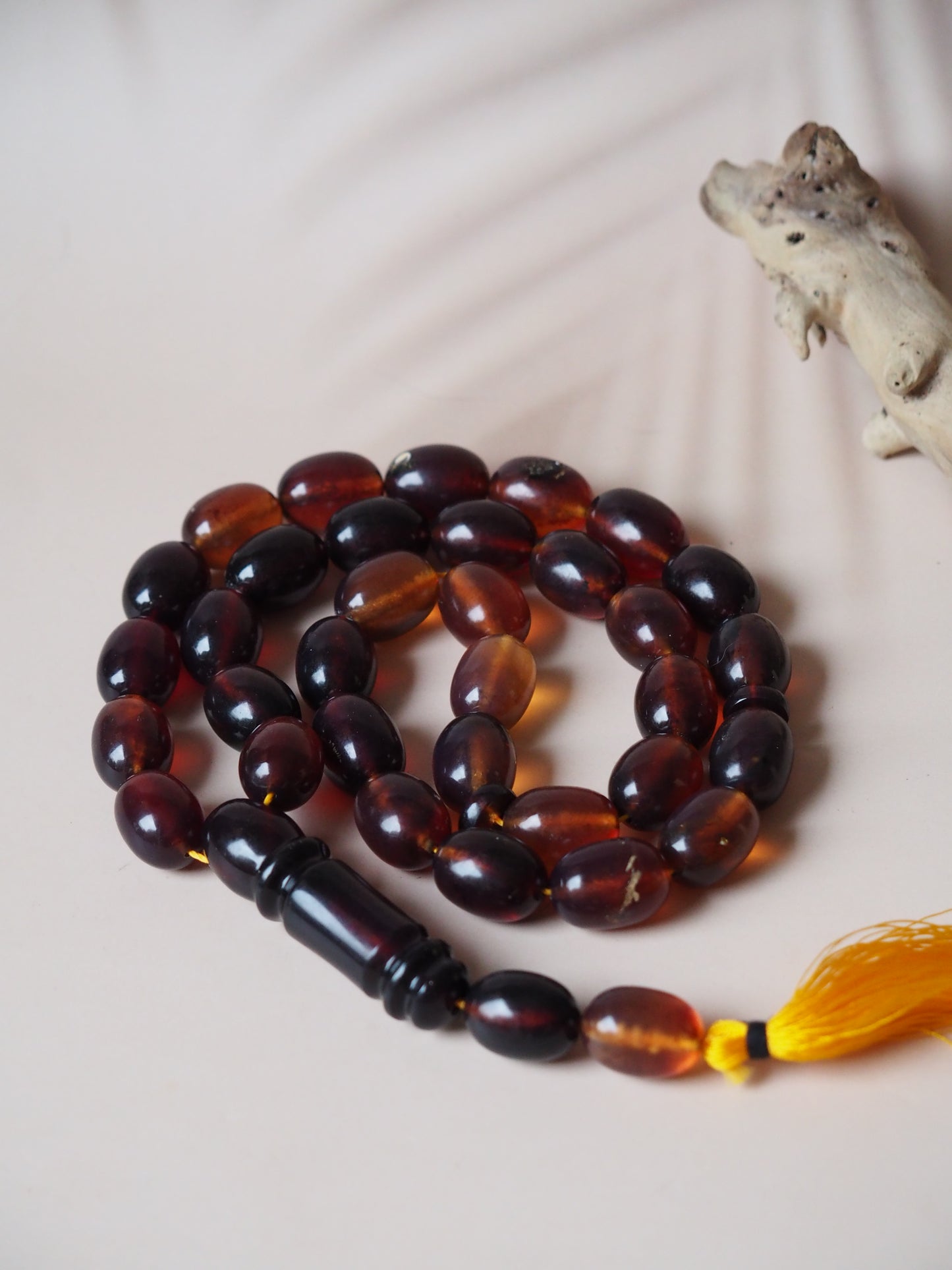 Huge Indonesian Blue Amber Natural Olive Shape Rosary 125g