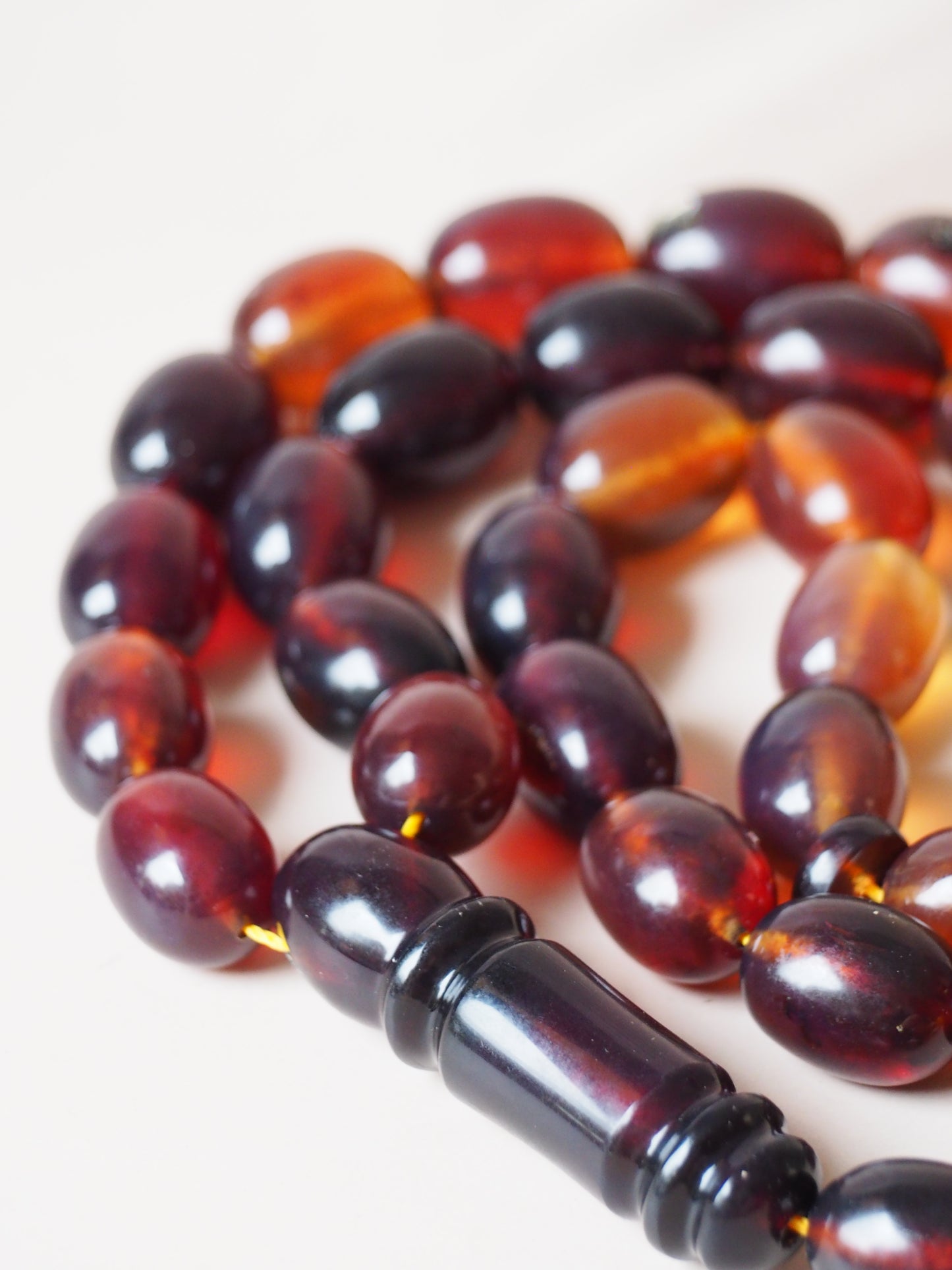 Huge Indonesian Blue Amber Natural Olive Shape Rosary 125g