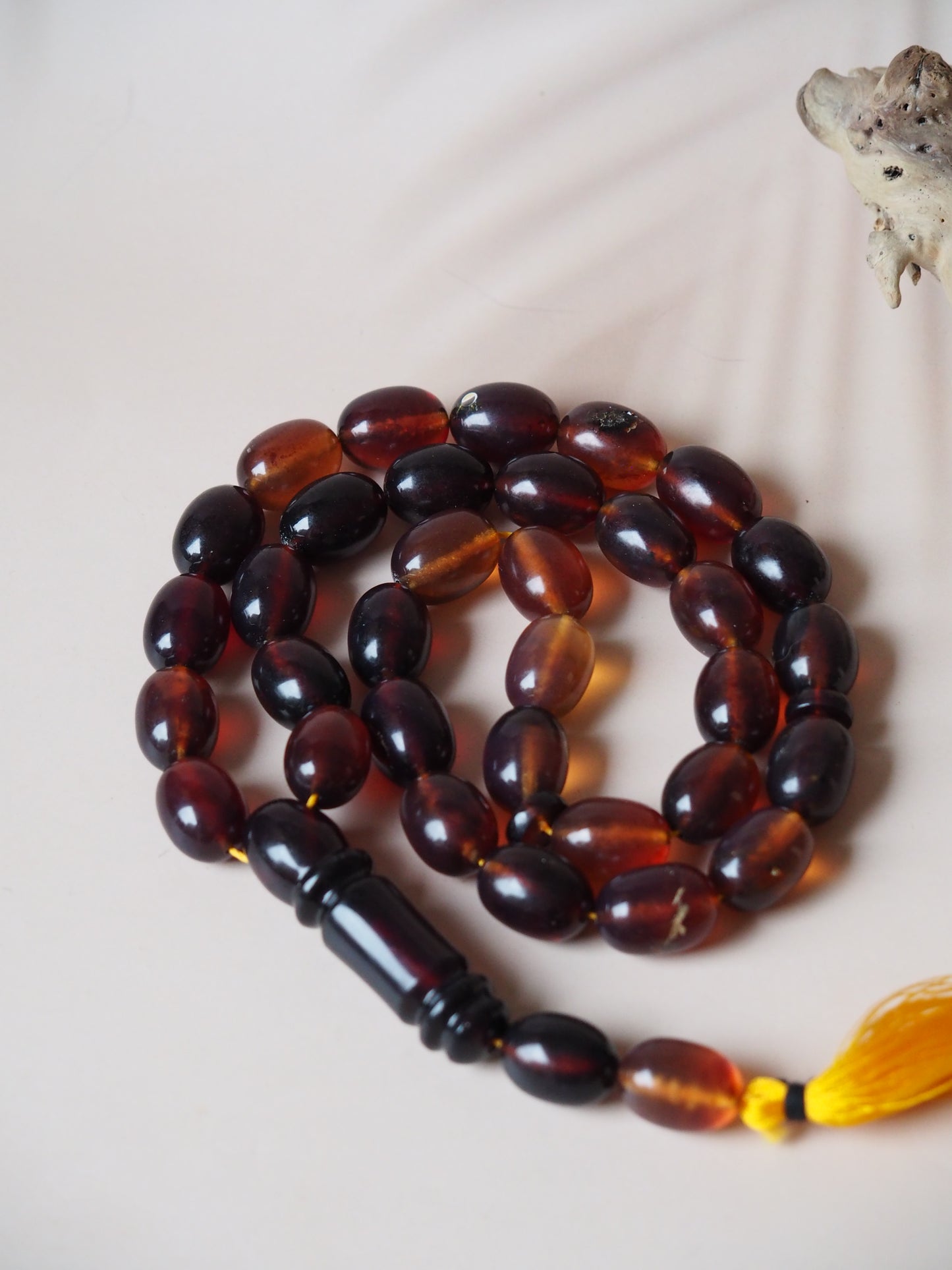 Huge Indonesian Blue Amber Natural Olive Shape Rosary 125g