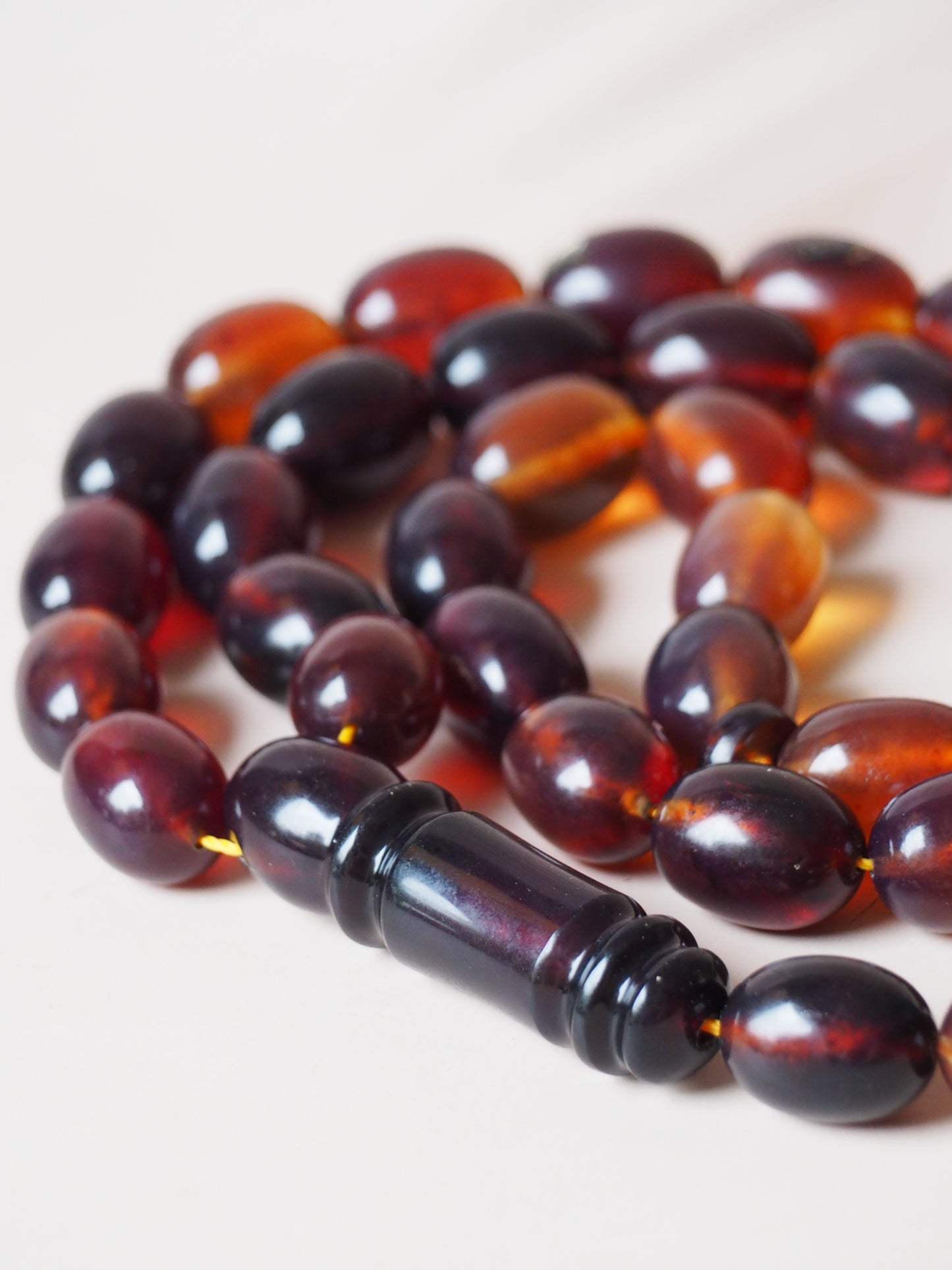 Huge Indonesian Blue Amber Natural Olive Shape Rosary 125g