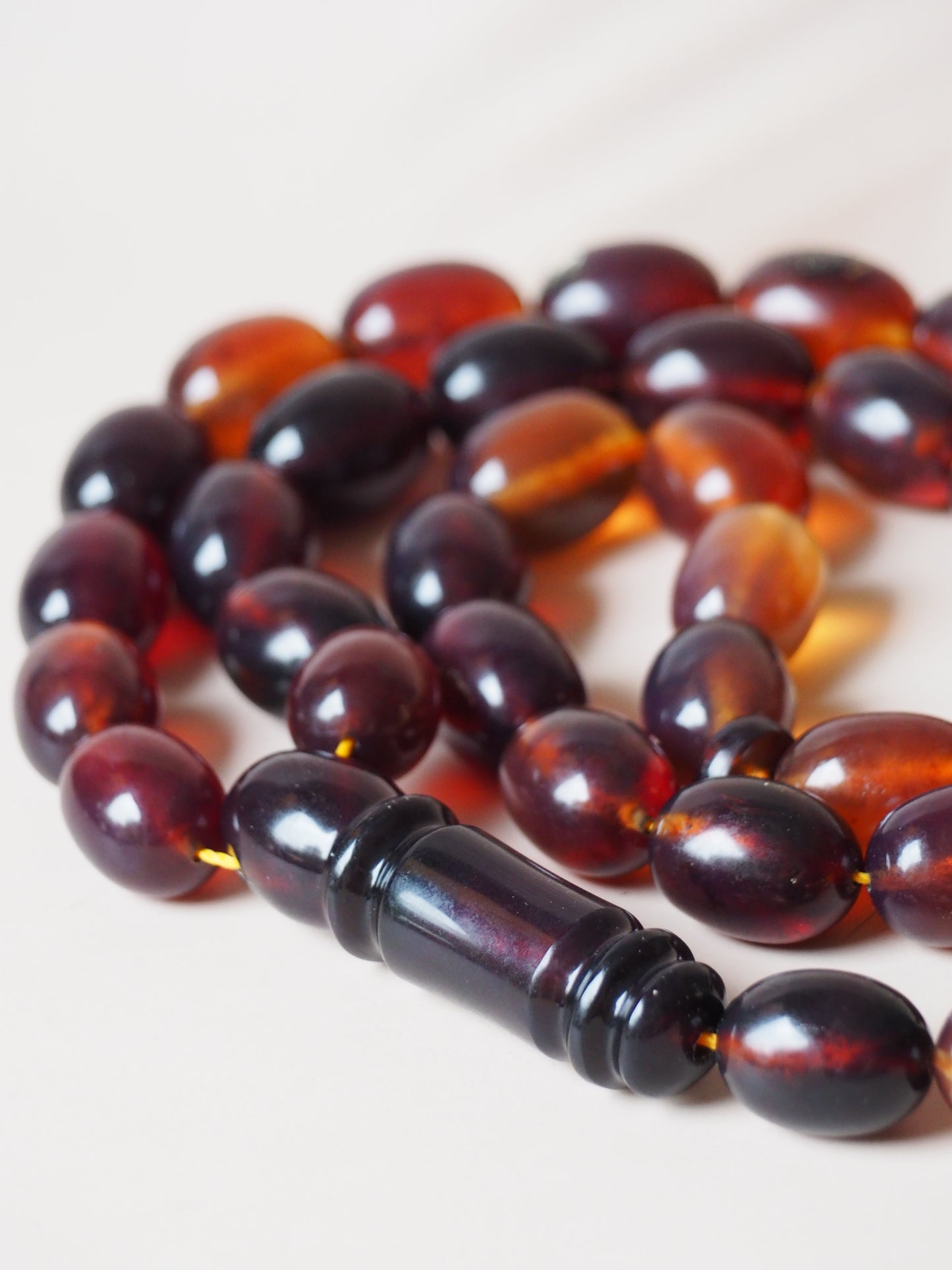 Huge Indonesian Blue Amber Natural Olive Shape Rosary 125g
