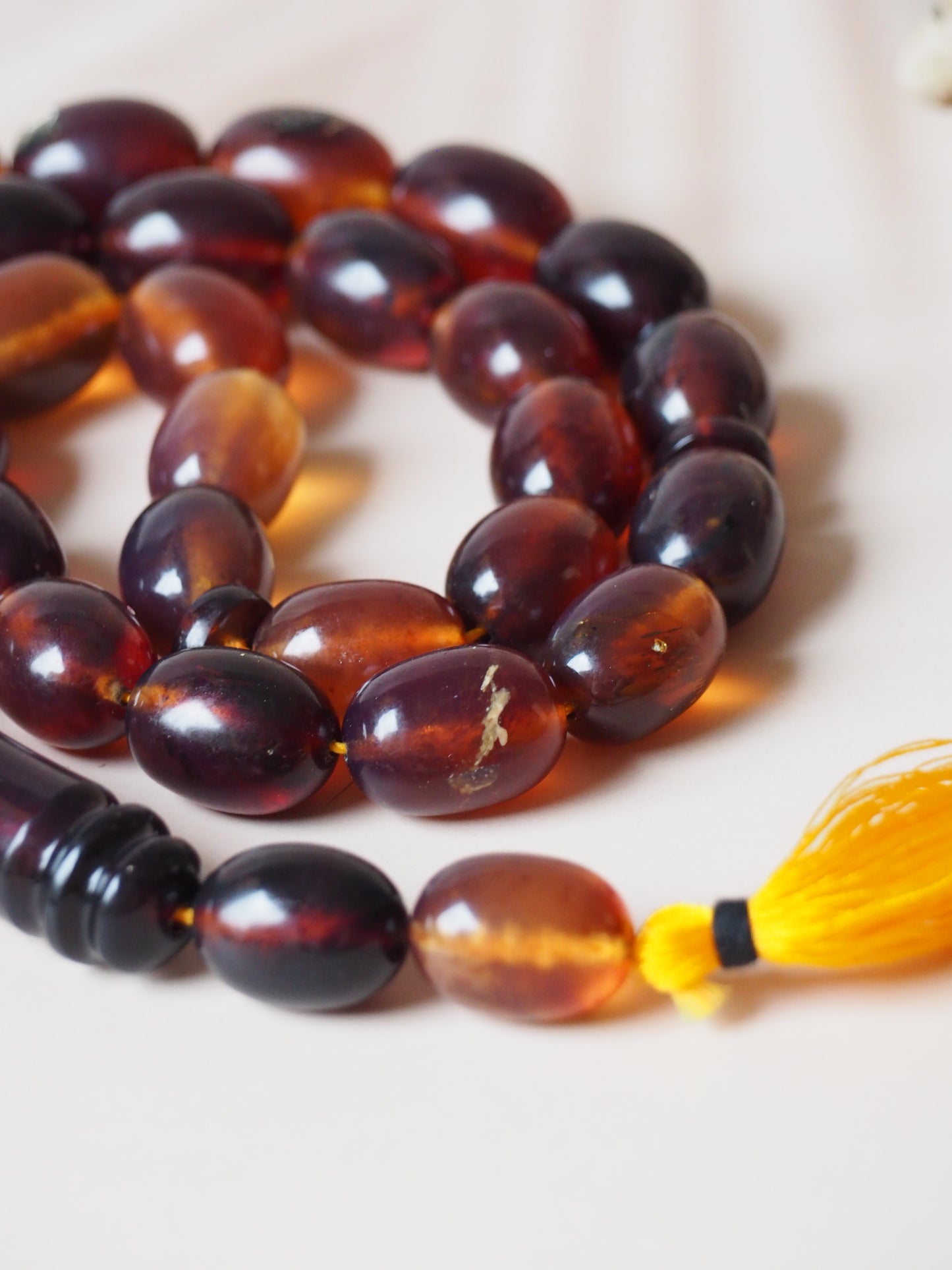 Huge Indonesian Blue Amber Natural Olive Shape Rosary 125g