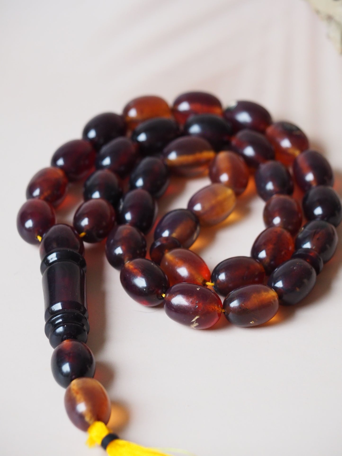 Huge Indonesian Blue Amber Natural Olive Shape Rosary 125g