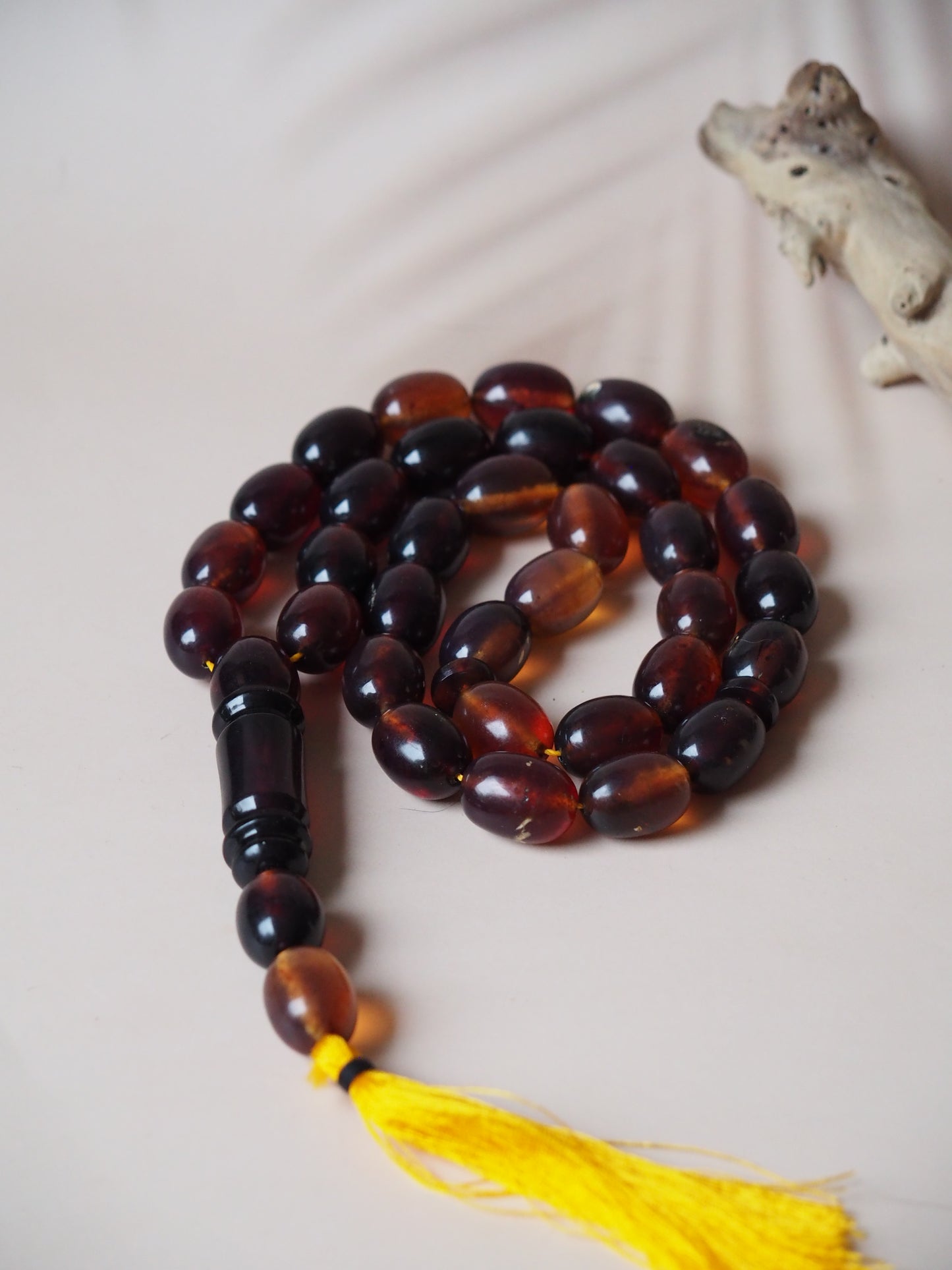 Huge Indonesian Blue Amber Natural Olive Shape Rosary 125g