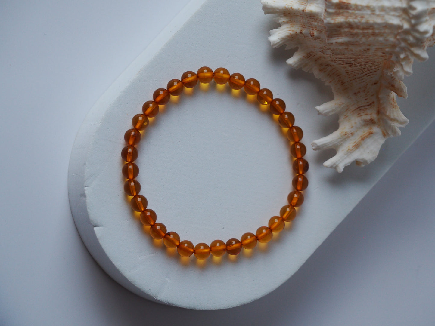 Cognac Amber Round Beaded Bracelet 5,5mm