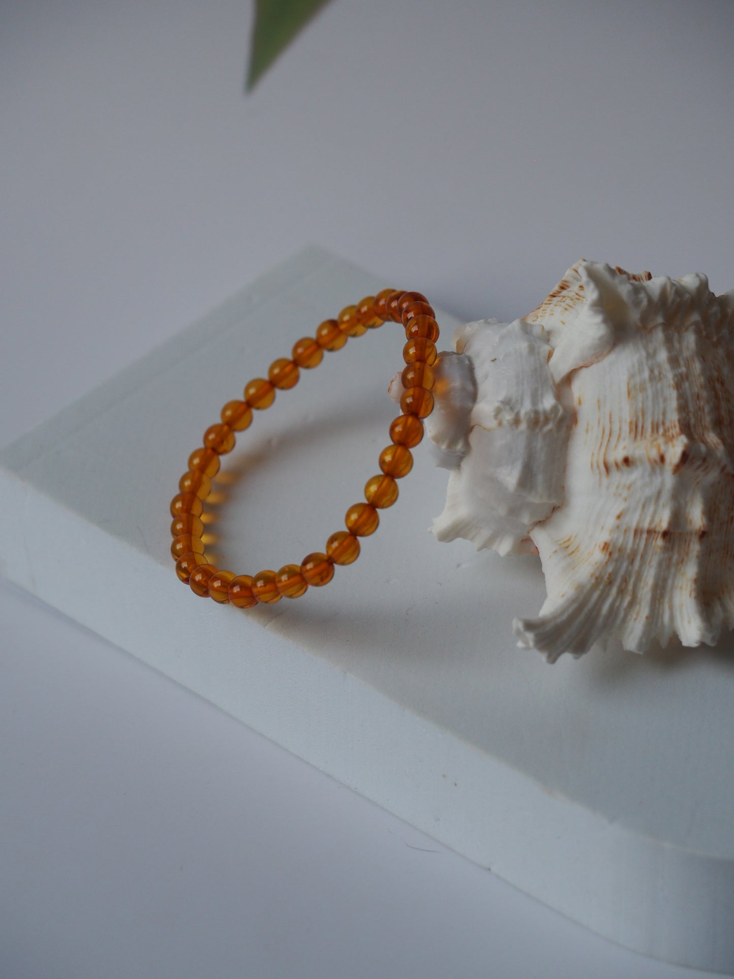 Cognac Amber Round Beaded Bracelet 5,5mm